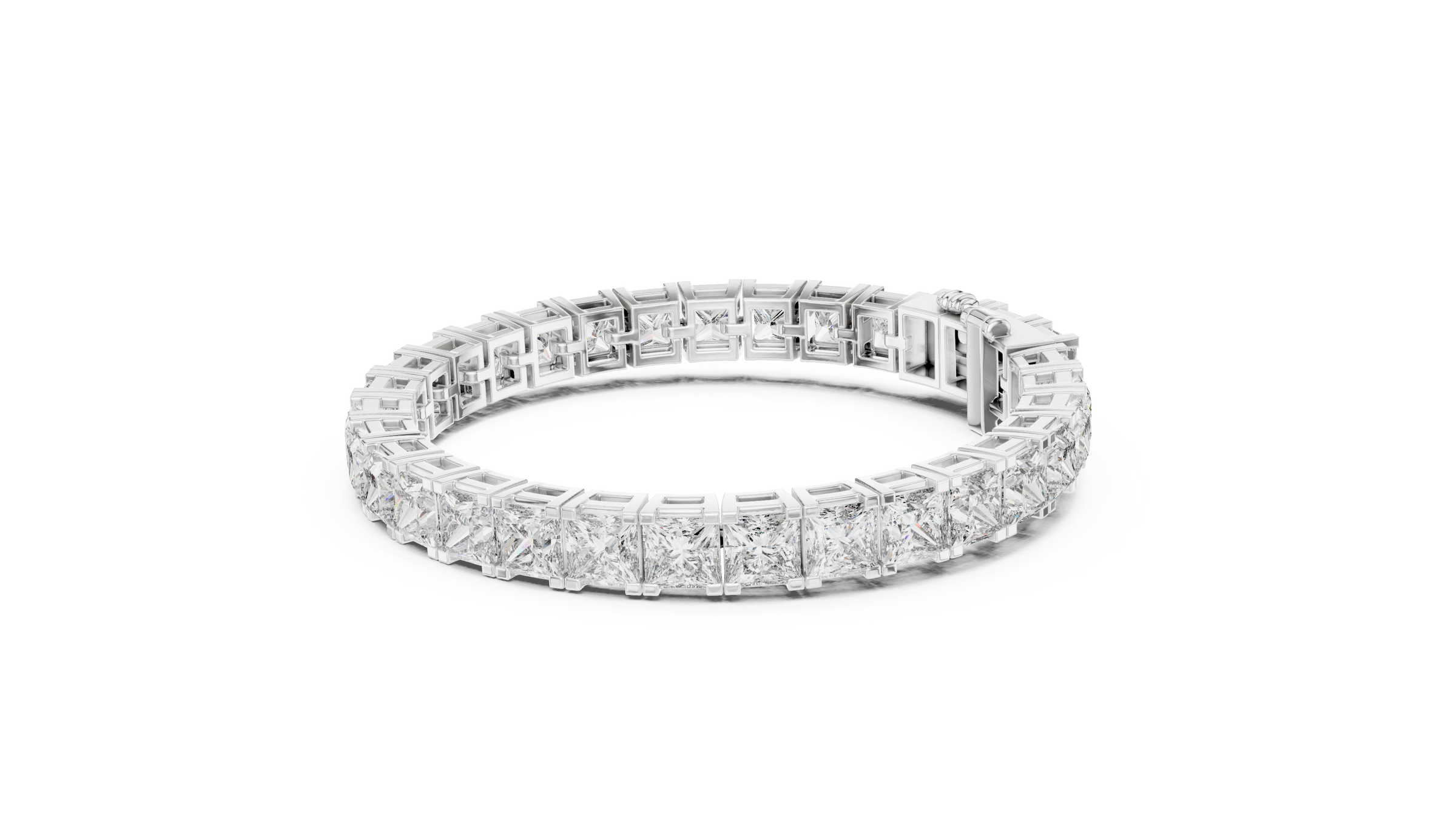 Beautiful Princess Cut Lab-Grown Diamond Tennis Bracelet in 18K Gold | 23 Carat