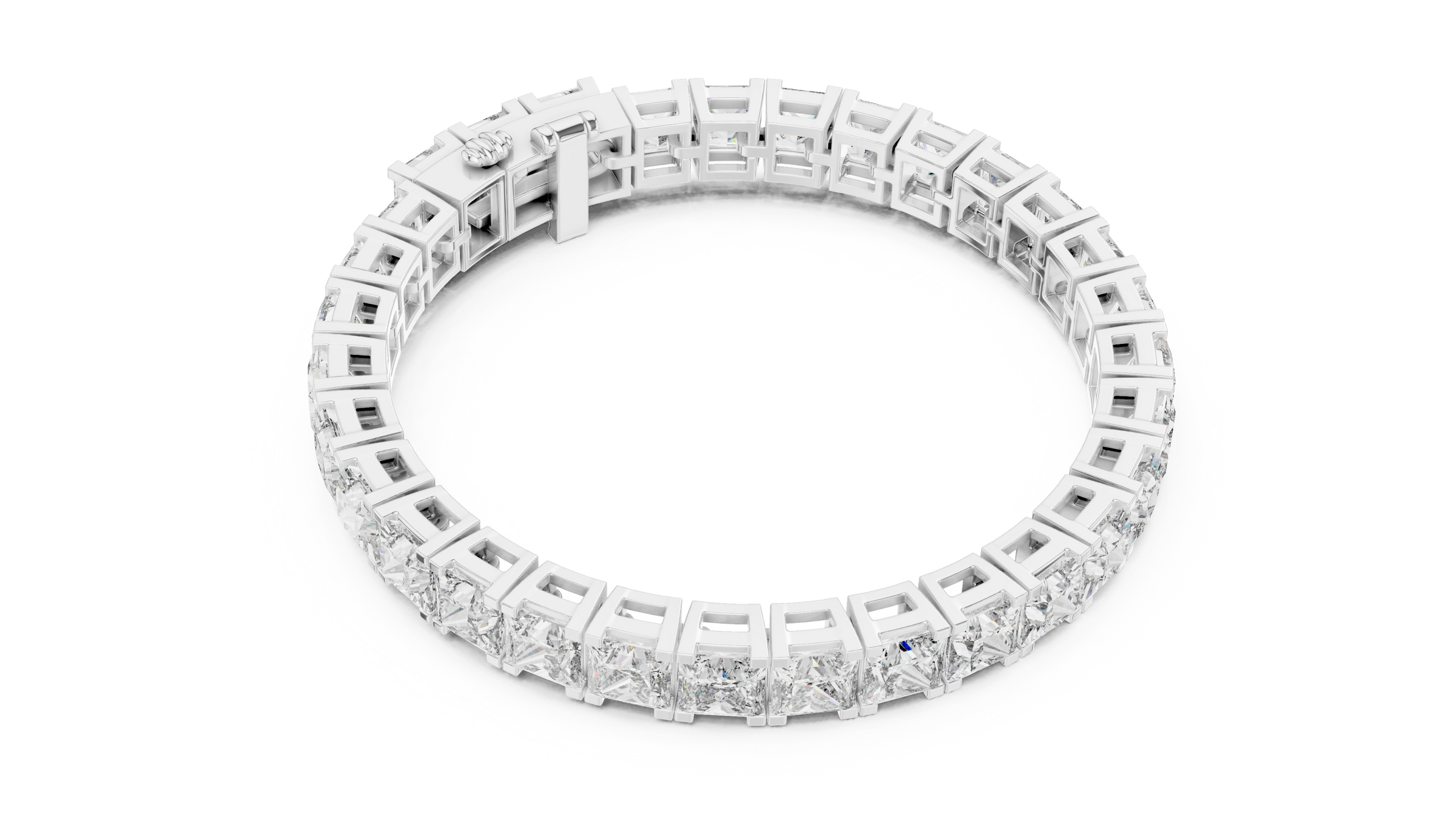 Beautiful Princess Cut Lab-Grown Diamond Tennis Bracelet in 18K Gold | 23 Carat