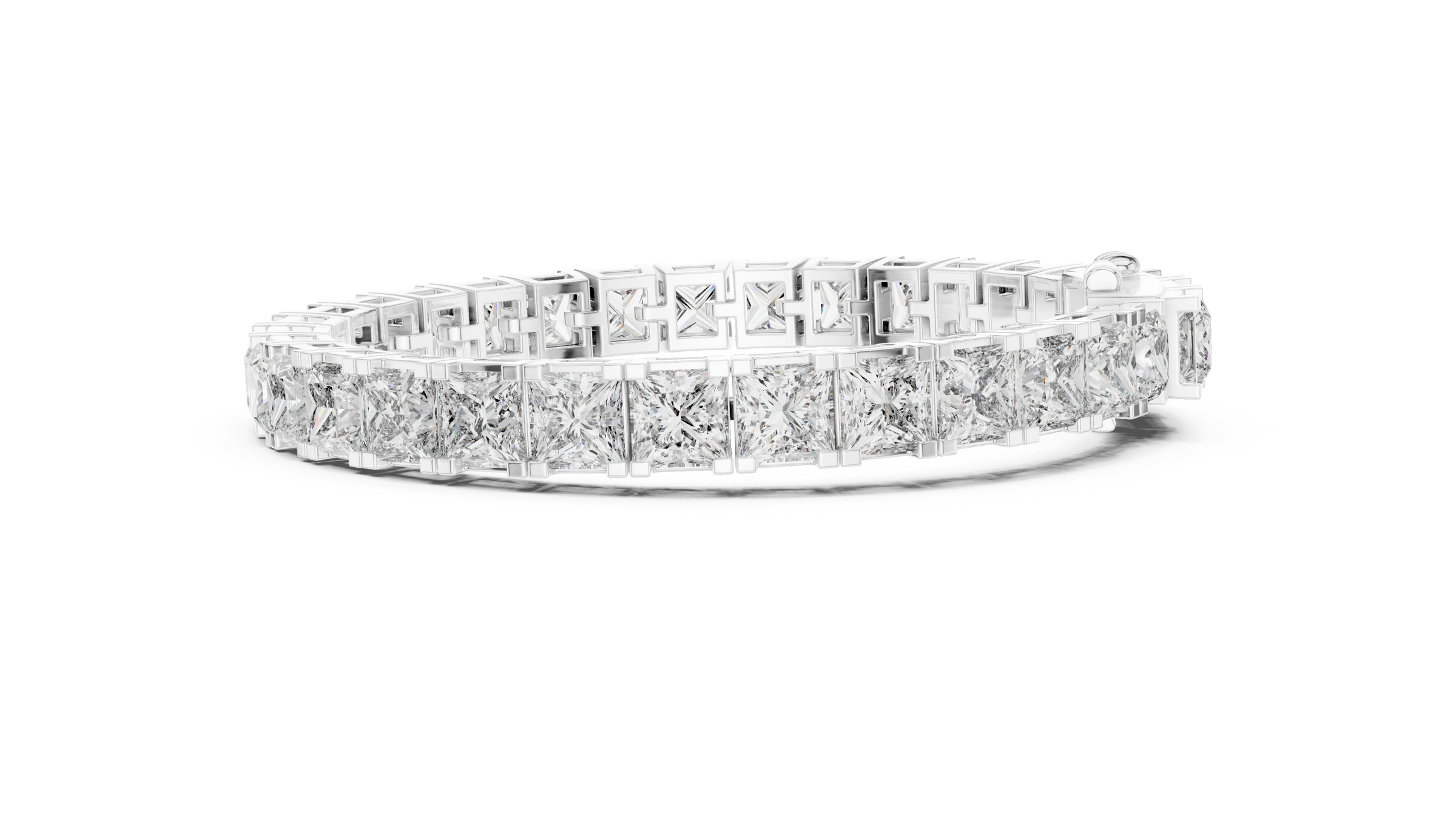 Beautiful Princess Cut Lab-Grown Diamond Tennis Bracelet in 18K Gold | 23 Carat