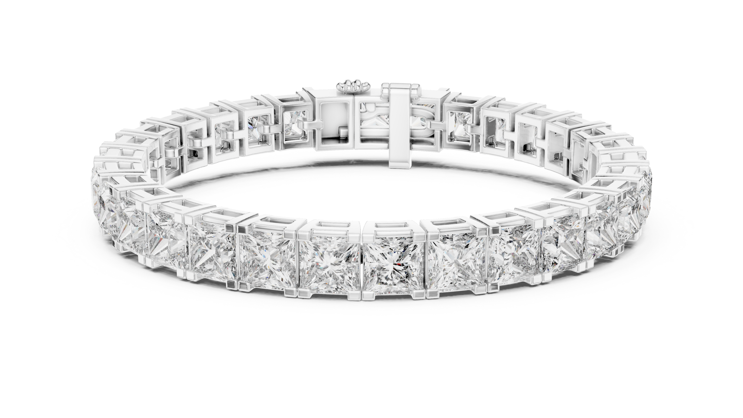 Beautiful Princess Cut Lab-Grown Diamond Tennis Bracelet in 18K Gold | 23 Carat