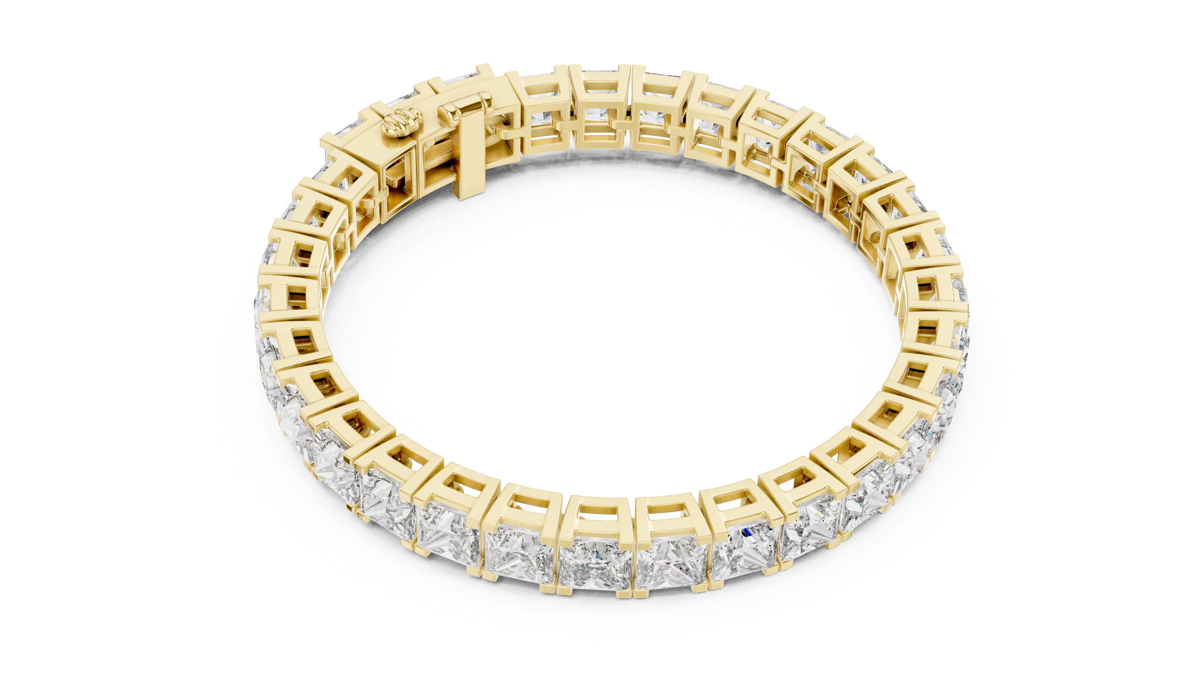 Beautiful Princess Cut Lab-Grown Diamond Tennis Bracelet in 18K Gold | 23 Carat