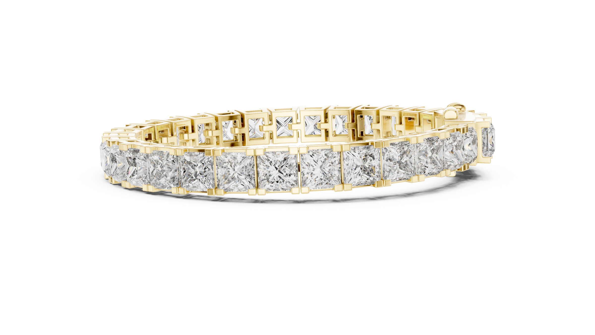Beautiful Princess Cut Lab-Grown Diamond Tennis Bracelet in 18K Gold | 23 Carat