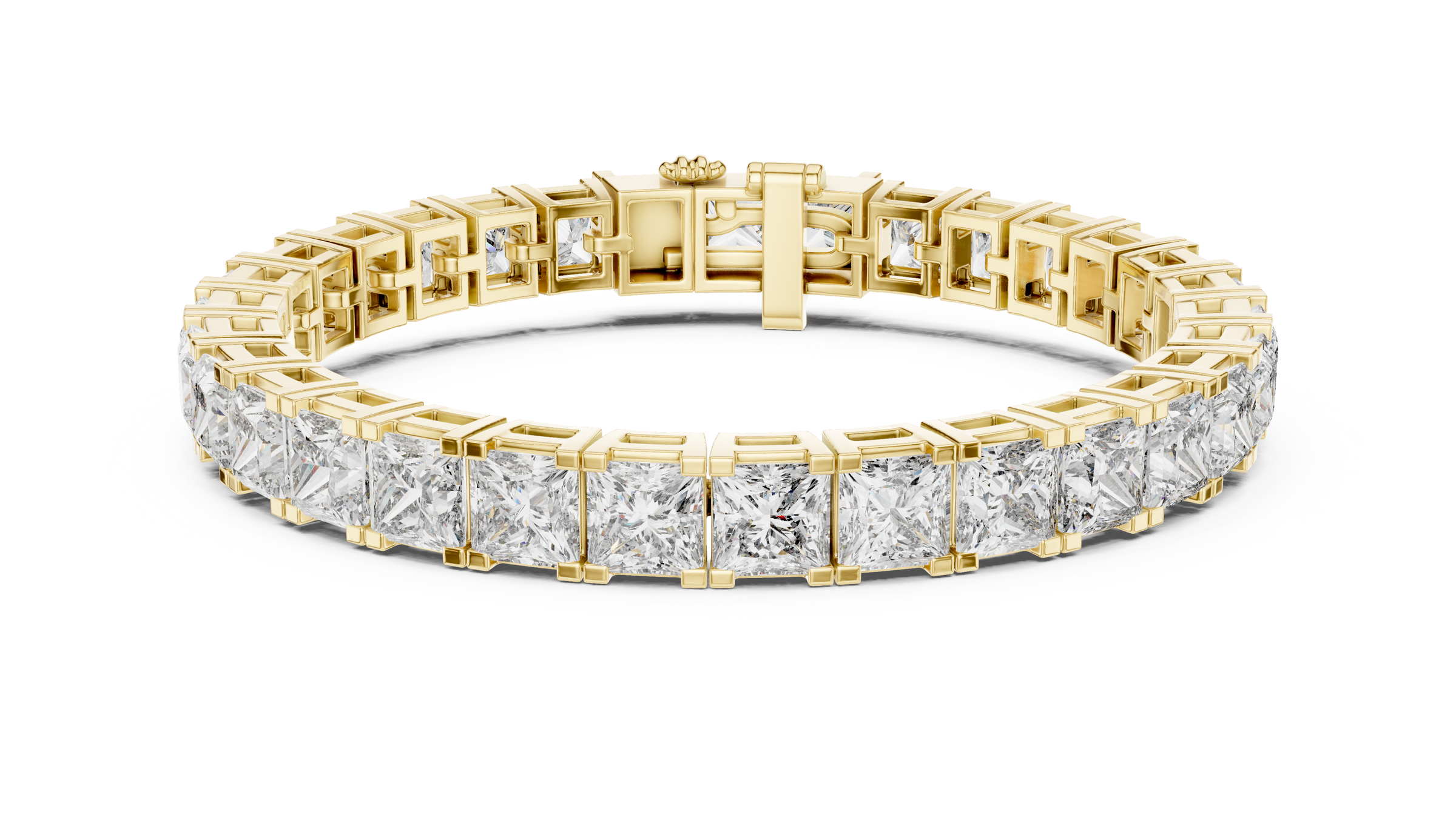 Beautiful Princess Cut Lab-Grown Diamond Tennis Bracelet in 18K Gold | 23 Carat