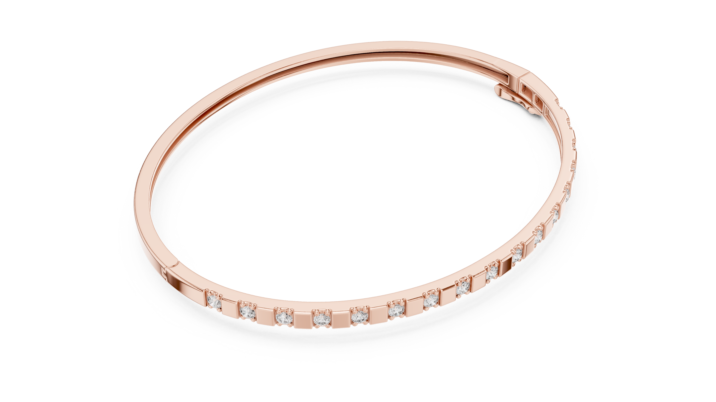 Elegant Lab - Grown Diamond Bar Bangle Bracelet in 18K Gold