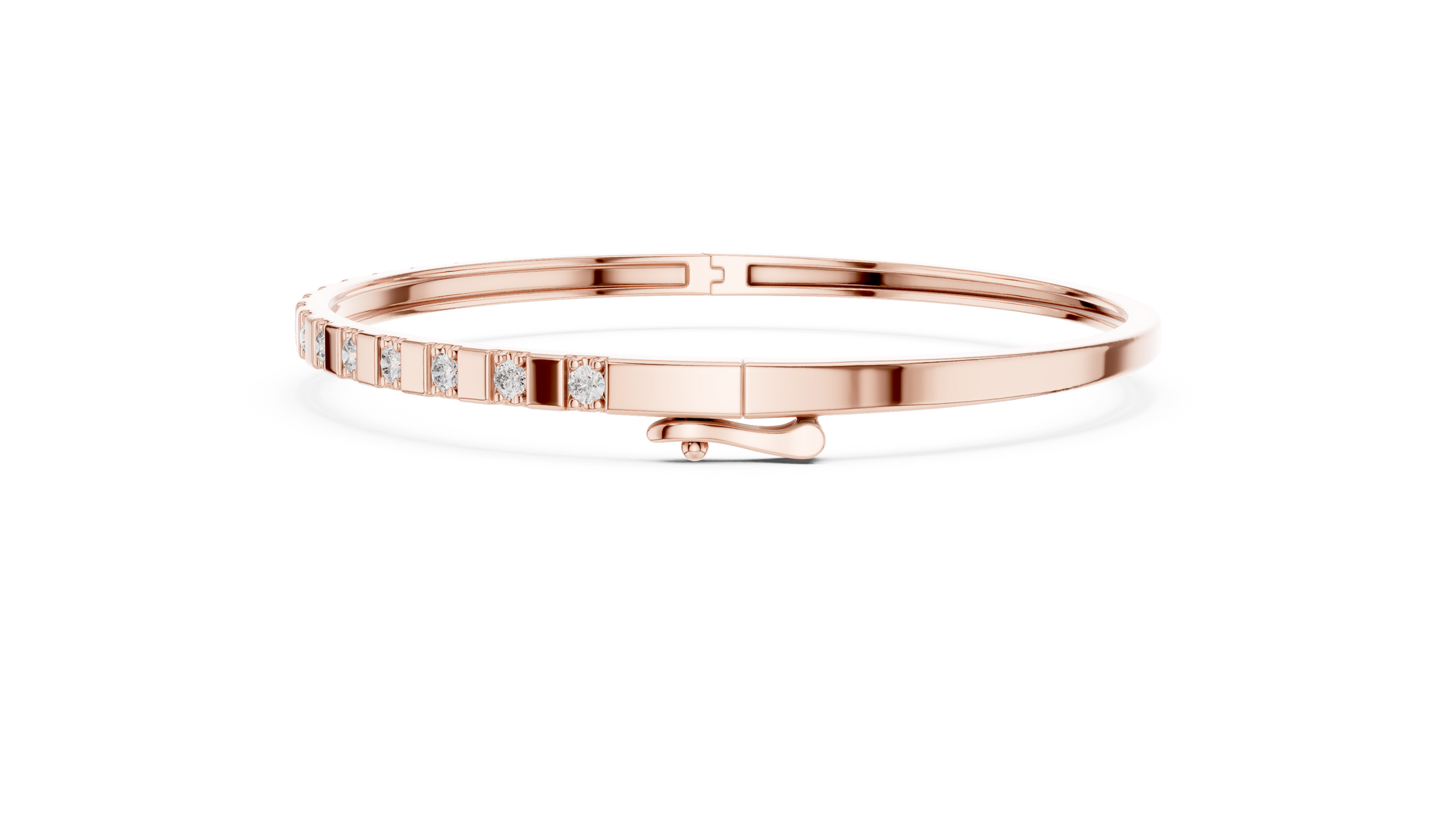 Elegant Lab - Grown Diamond Bar Bangle Bracelet in 18K Gold