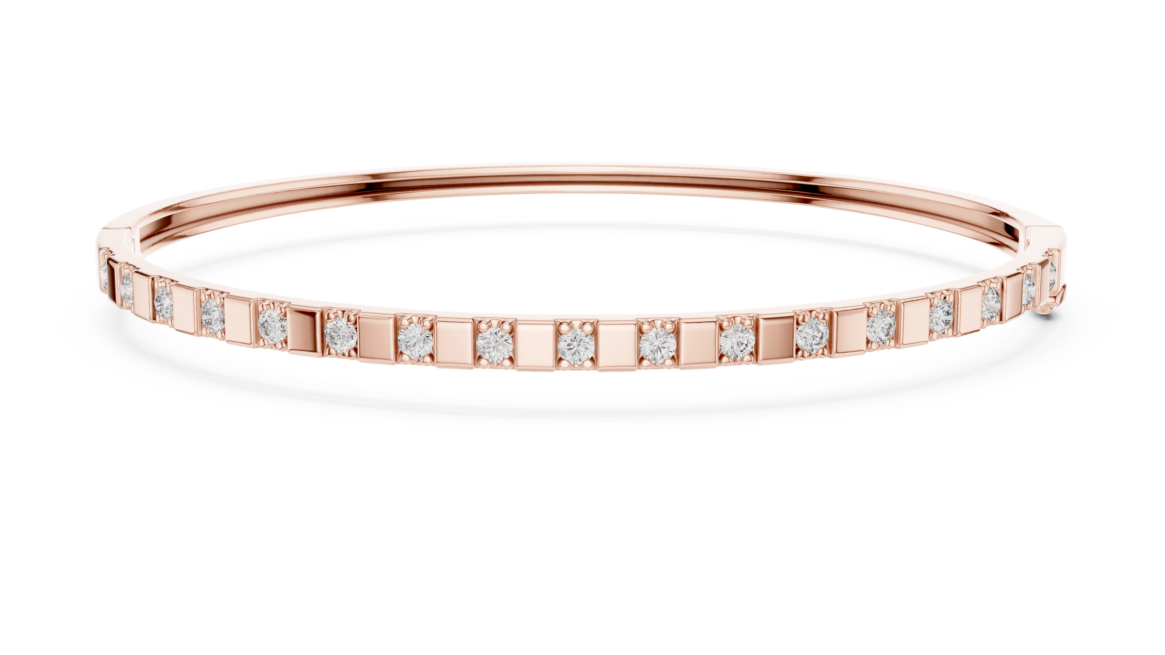 Elegant Lab - Grown Diamond Bar Bangle Bracelet in 18K Gold