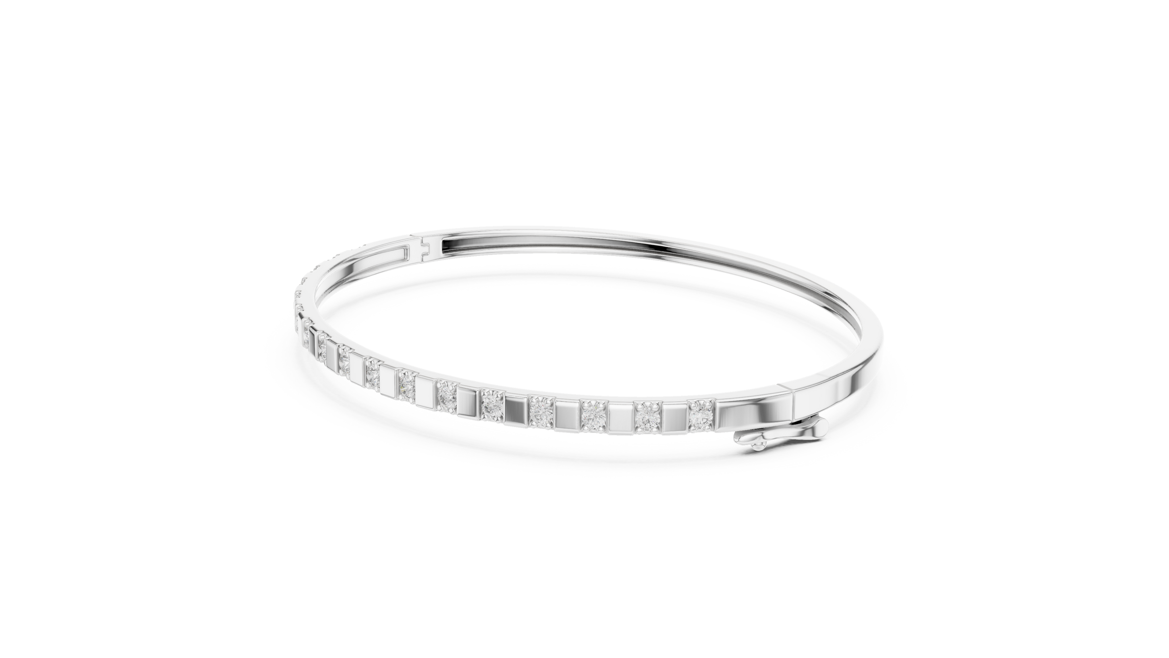 Elegant Lab - Grown Diamond Bar Bangle Bracelet in 18K Gold