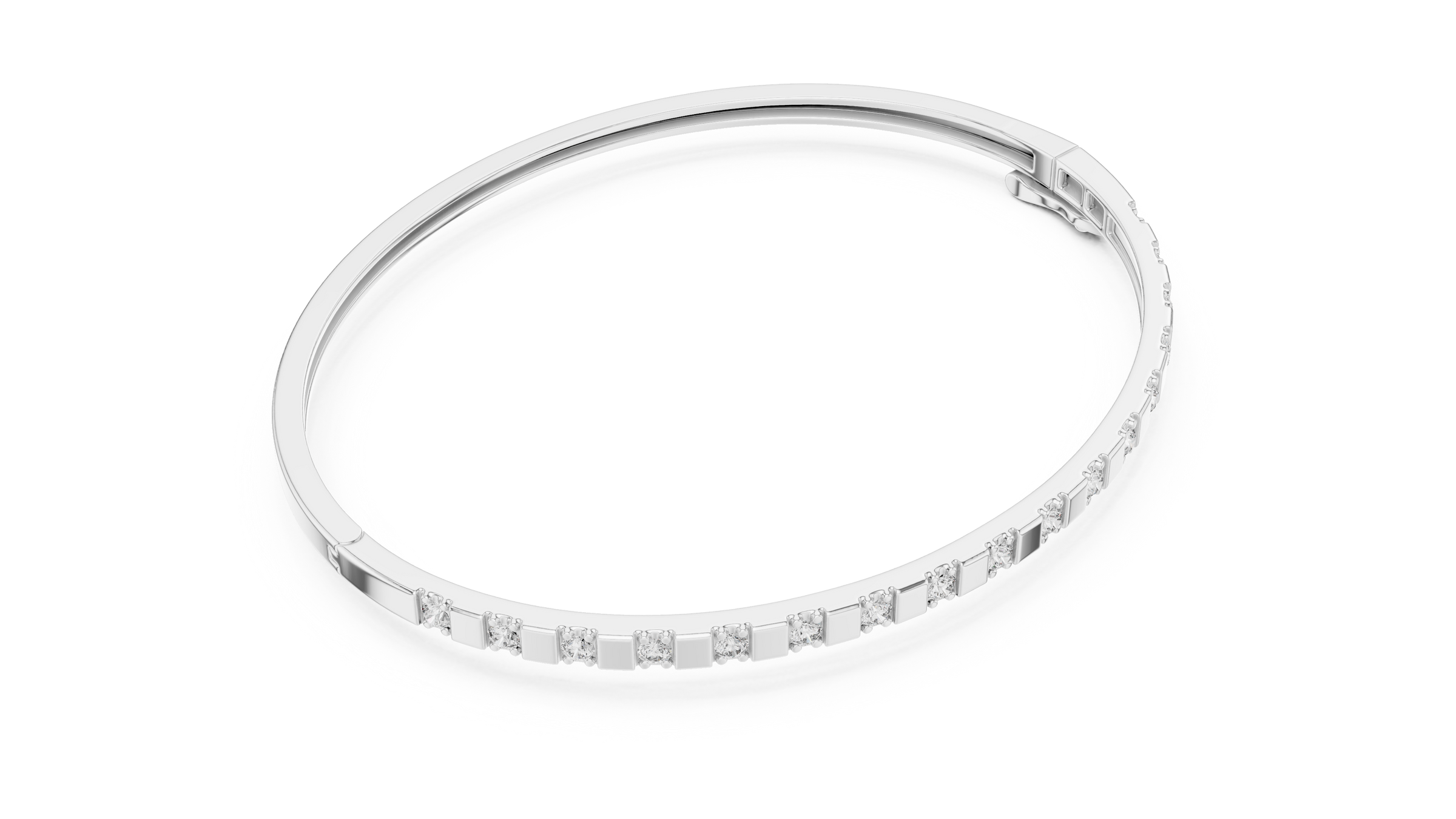 Elegant Lab - Grown Diamond Bar Bangle Bracelet in 18K Gold