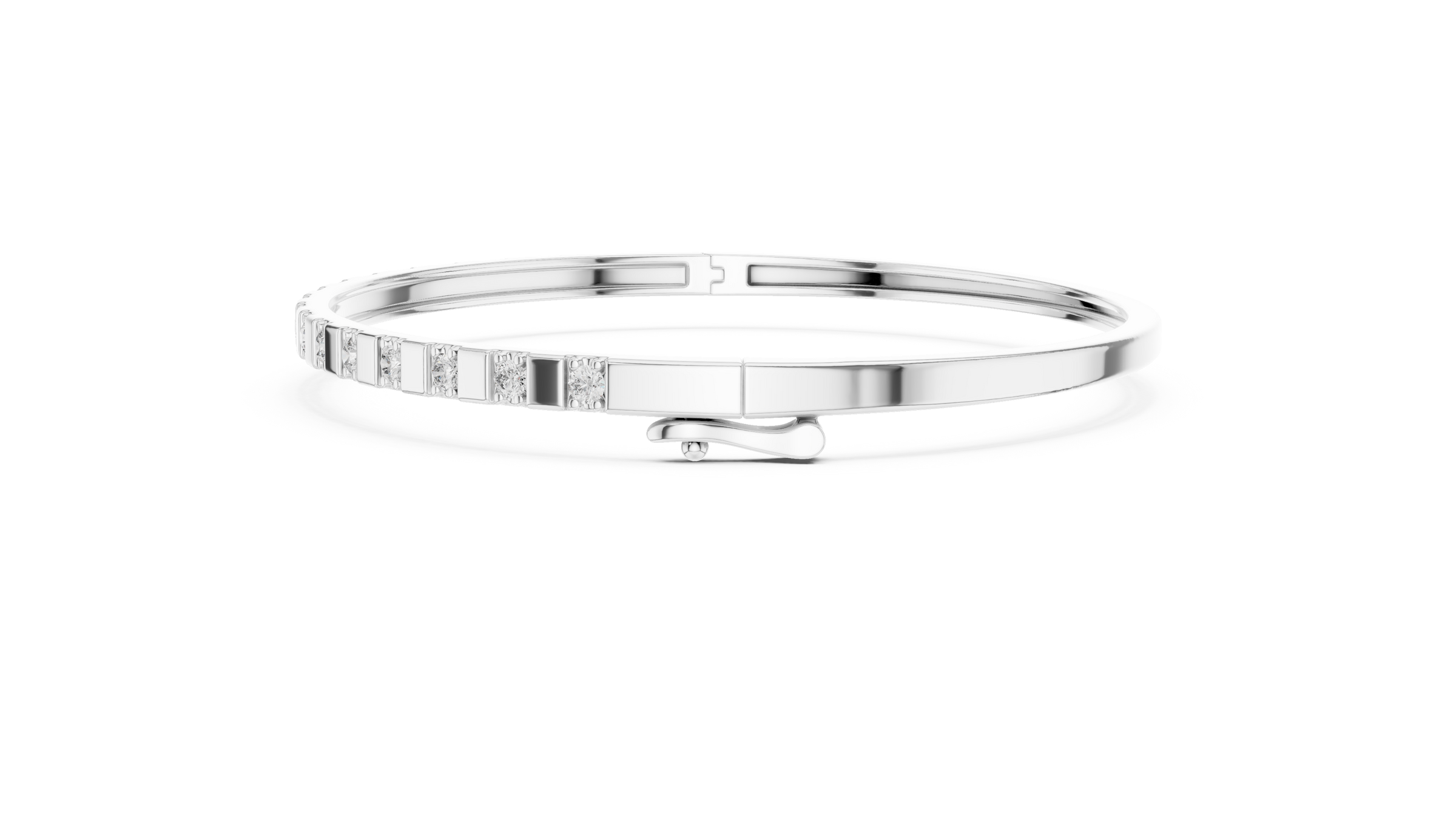 Elegant Lab - Grown Diamond Bar Bangle Bracelet in 18K Gold