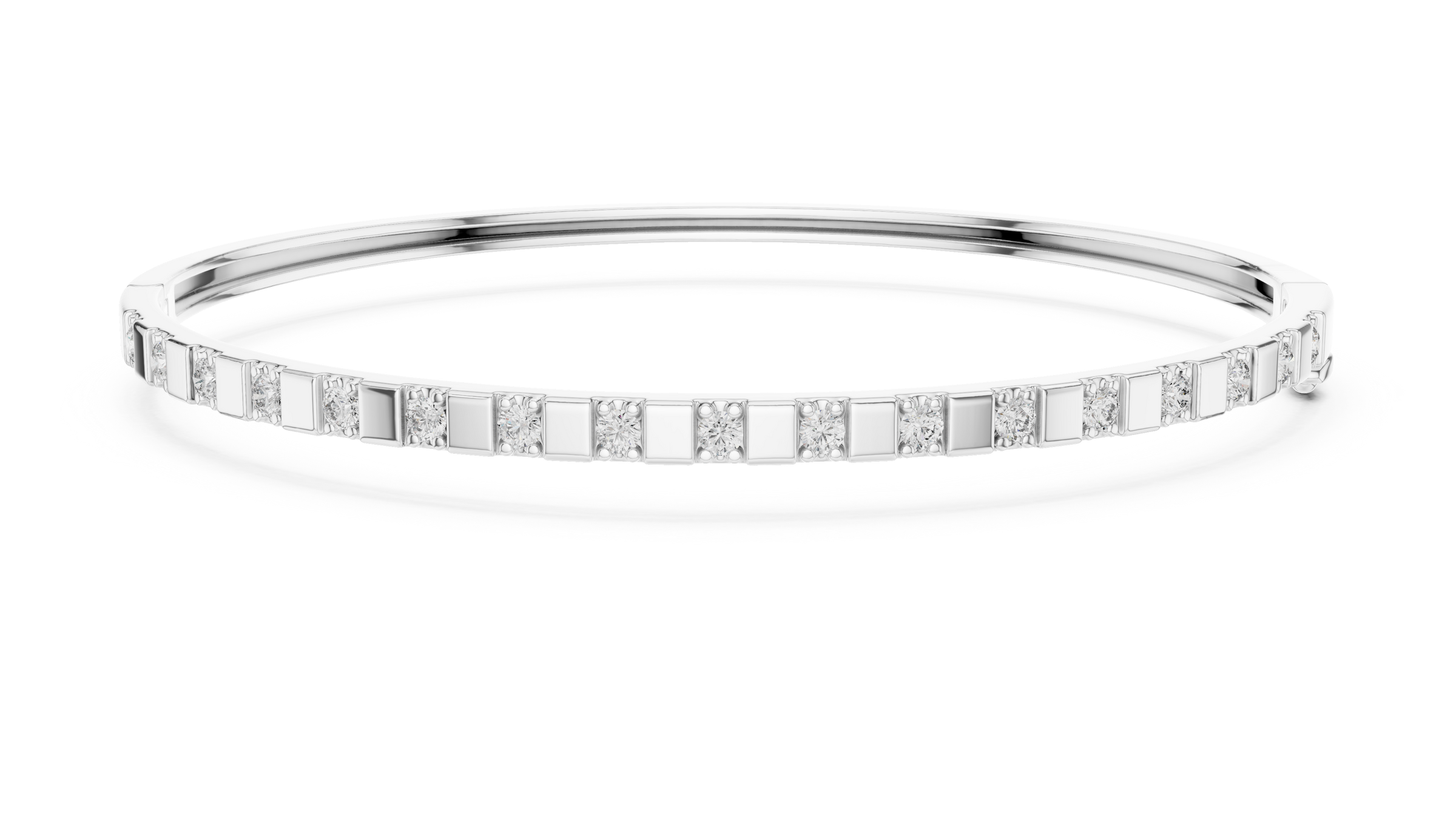 Elegant Lab - Grown Diamond Bar Bangle Bracelet in 18K Gold