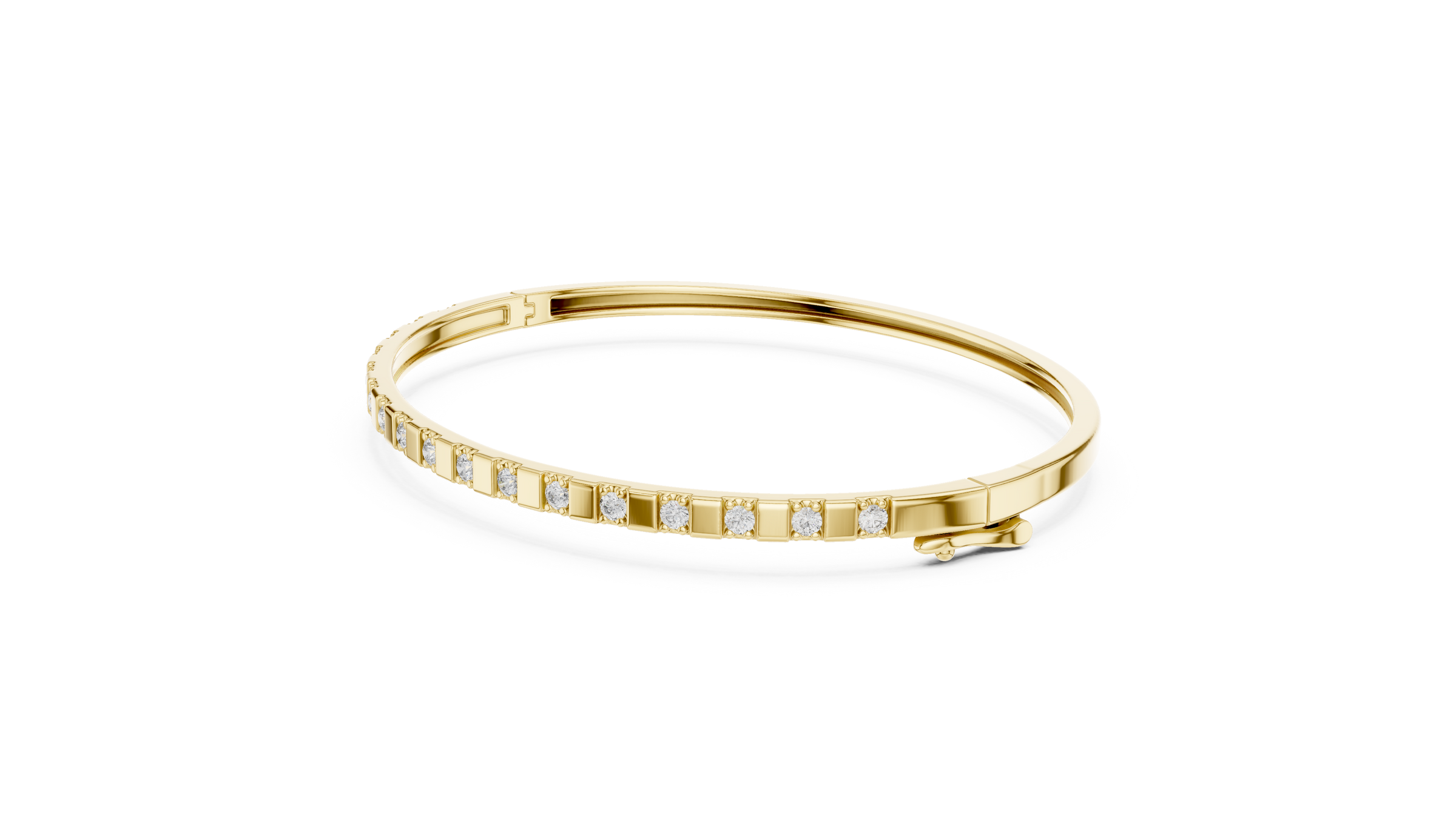 Elegant Lab - Grown Diamond Bar Bangle Bracelet in 18K Gold