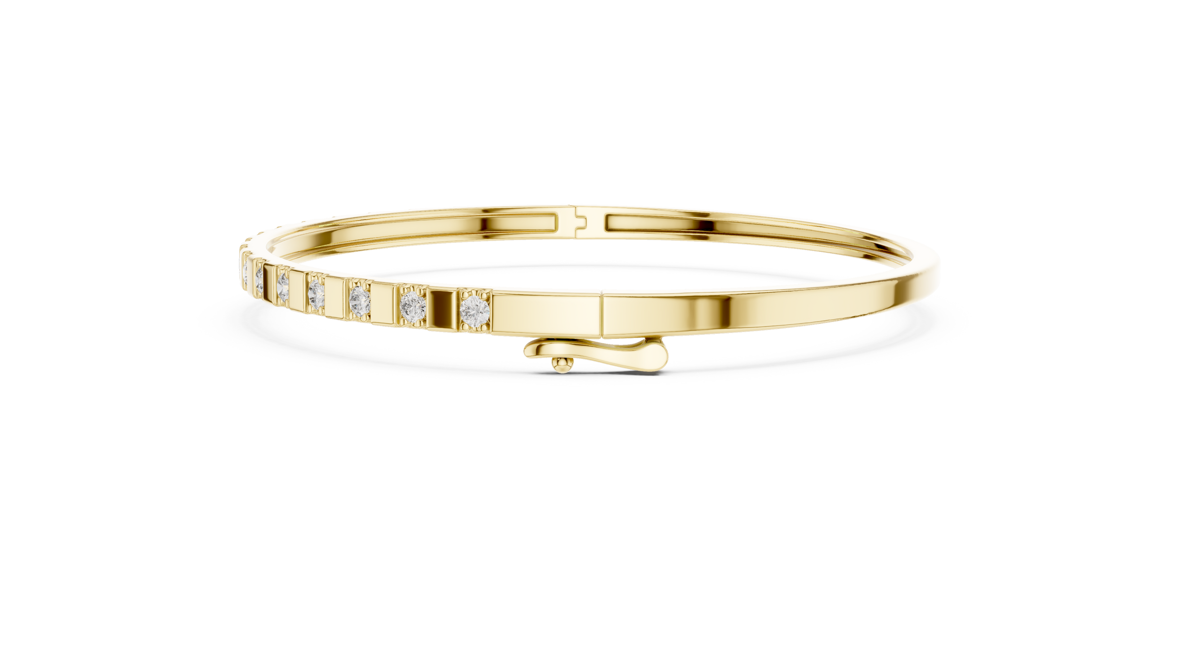 Elegant Lab - Grown Diamond Bar Bangle Bracelet in 18K Gold
