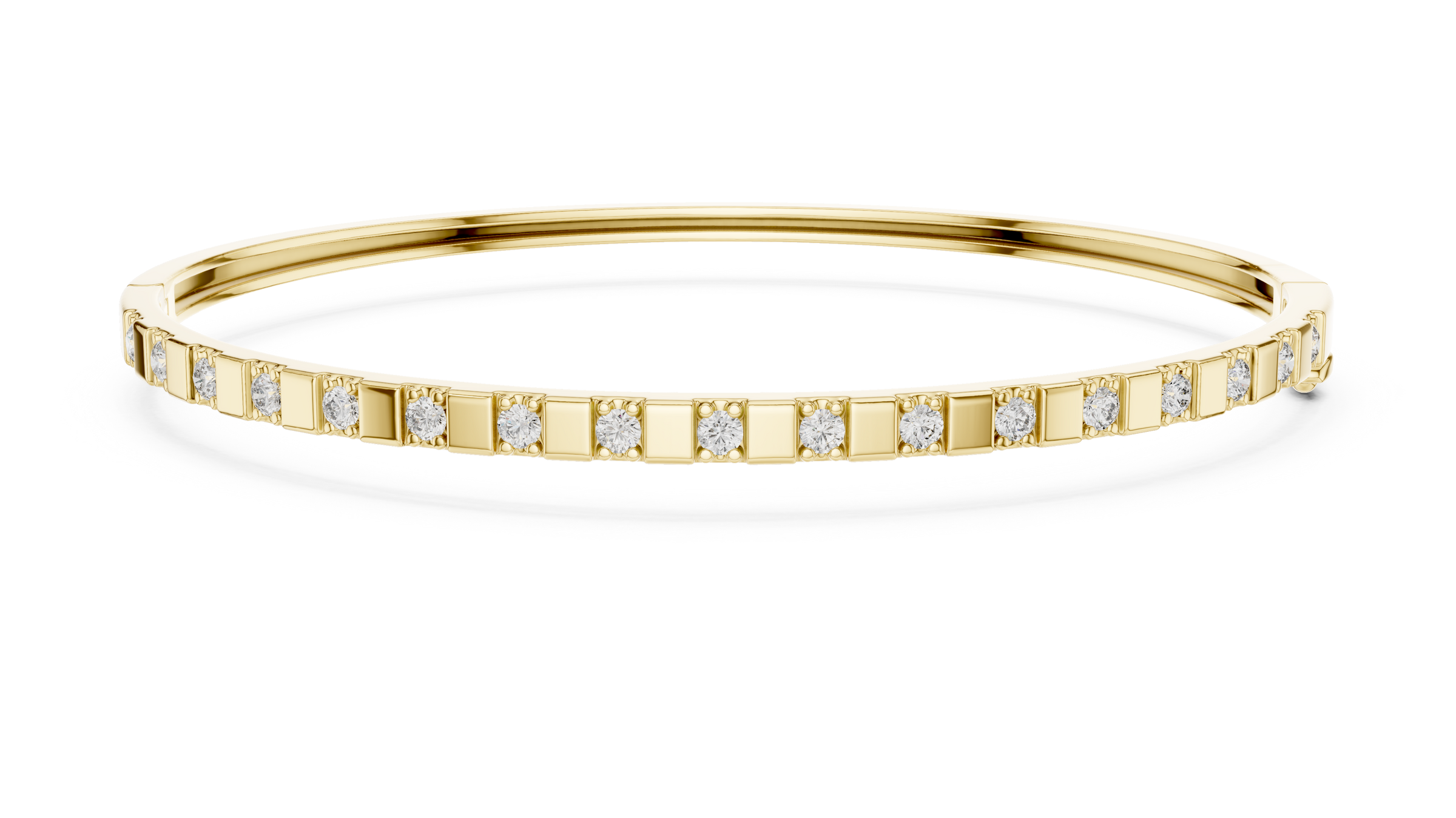 Elegant Lab - Grown Diamond Bar Bangle Bracelet in 18K Gold