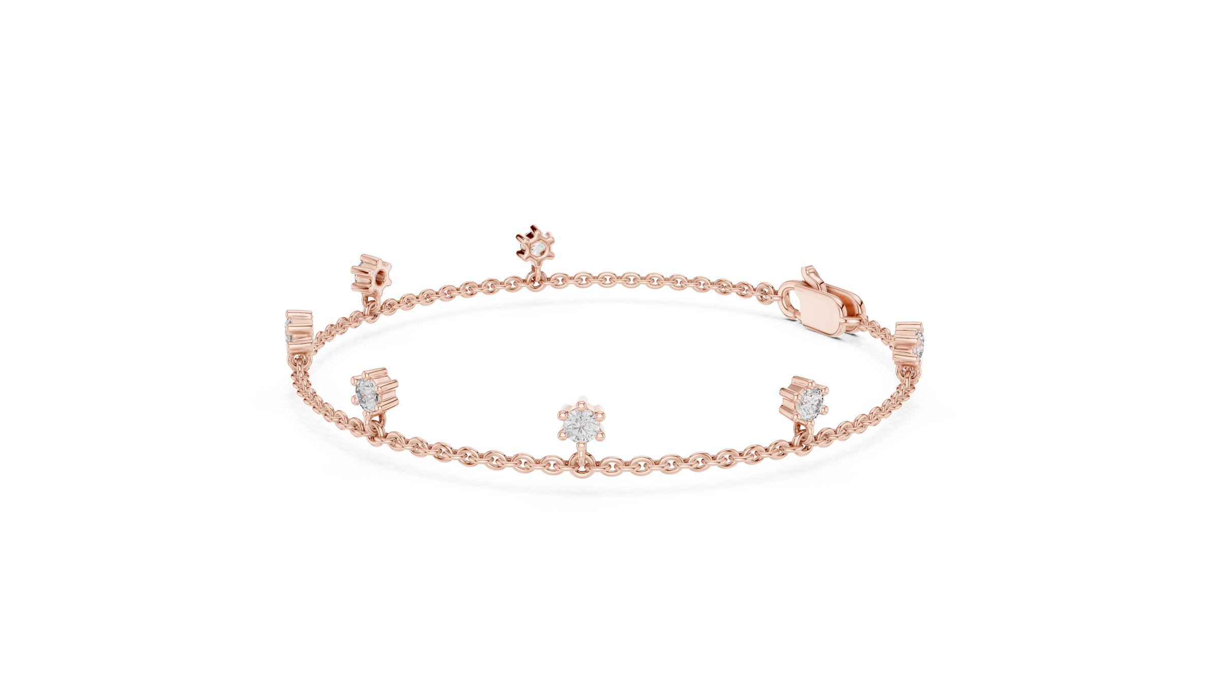 Minimal Floating Diamond Charm Bracelet in 18K Gold | Round Lab-Grown Diamond