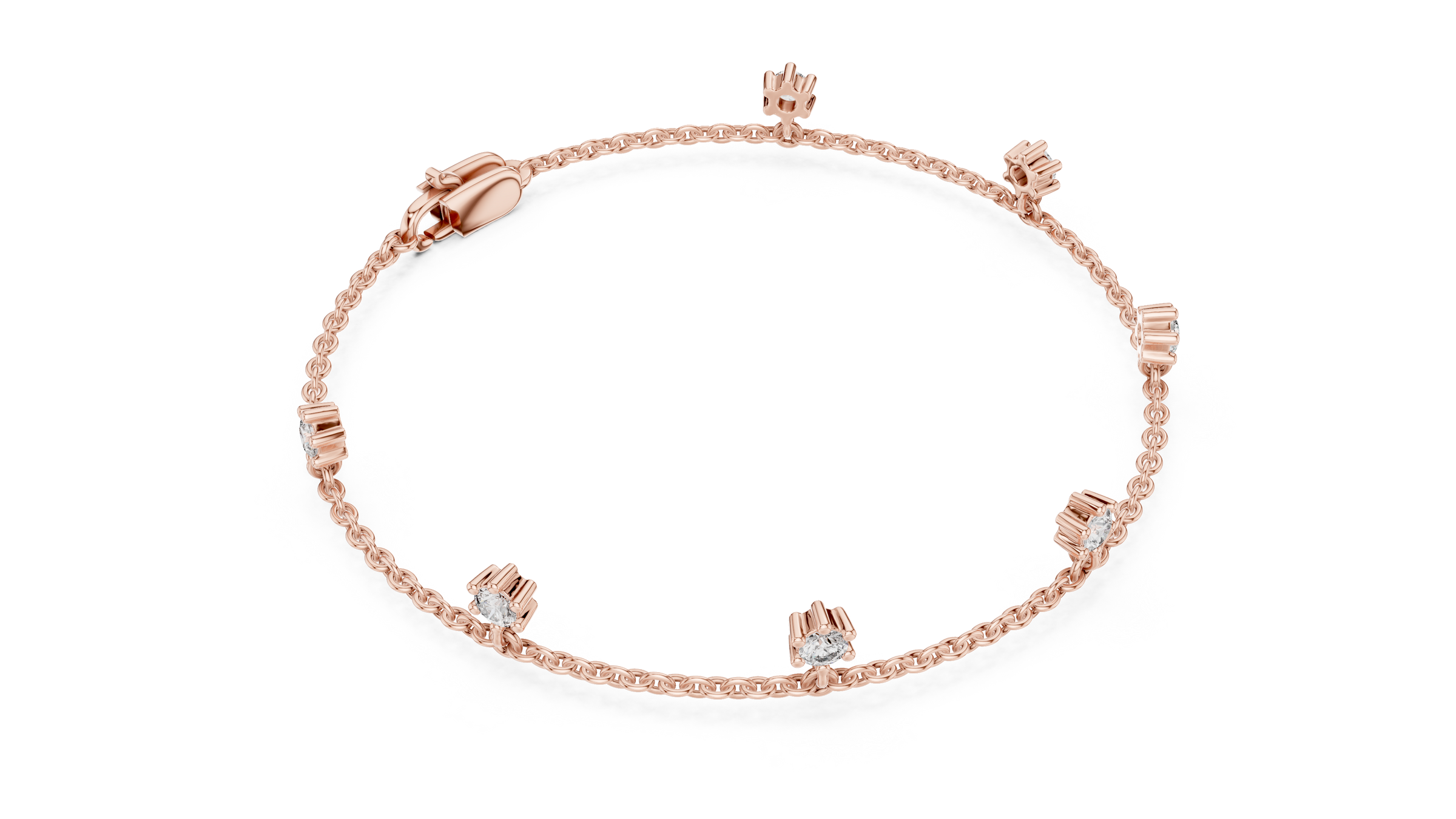Minimal Floating Diamond Charm Bracelet in 18K Gold | Round Lab-Grown Diamond