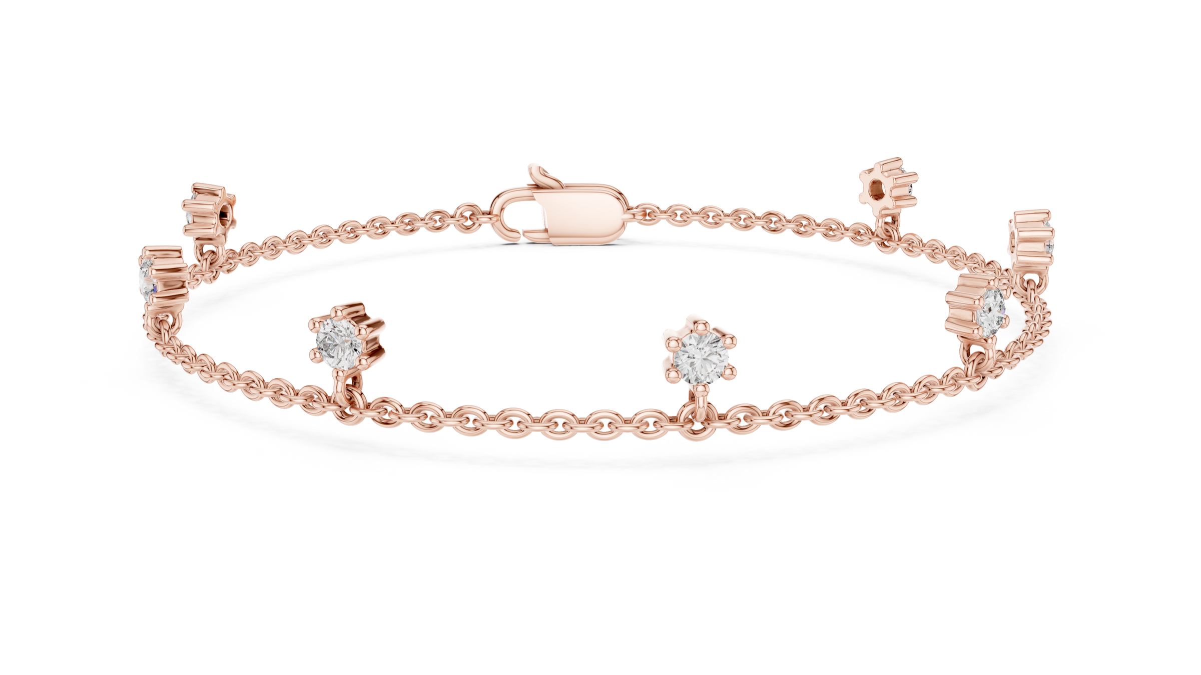 Minimal Floating Diamond Charm Bracelet in 18K Gold | Round Lab-Grown Diamond
