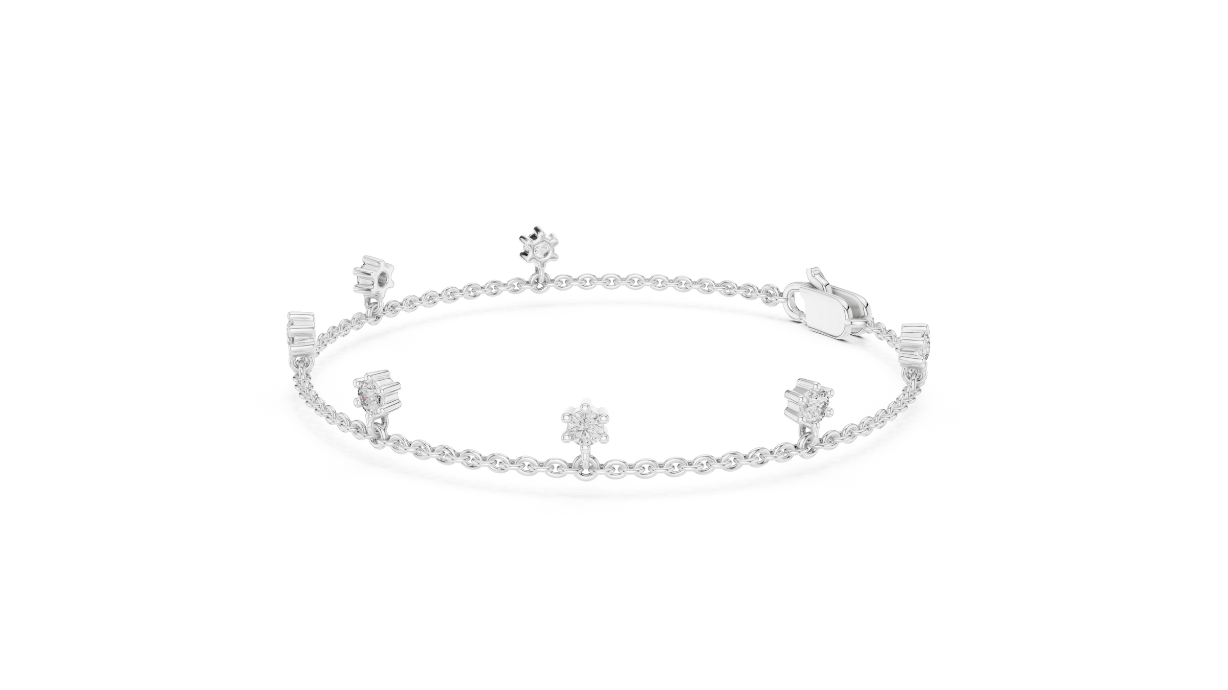 Minimal Floating Diamond Charm Bracelet in 18K Gold | Round Lab-Grown Diamond