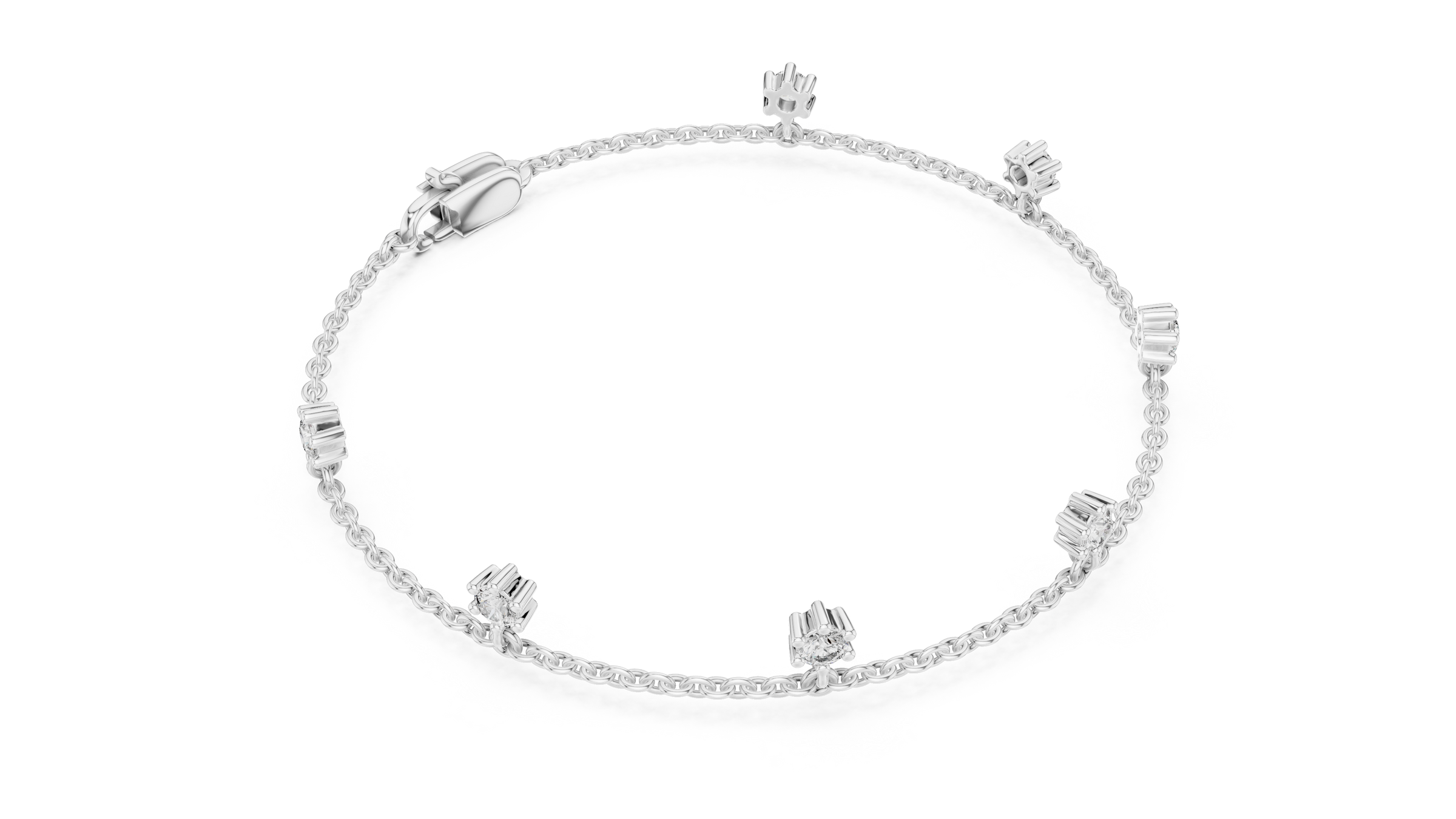 Minimal Floating Diamond Charm Bracelet in 18K Gold | Round Lab-Grown Diamond