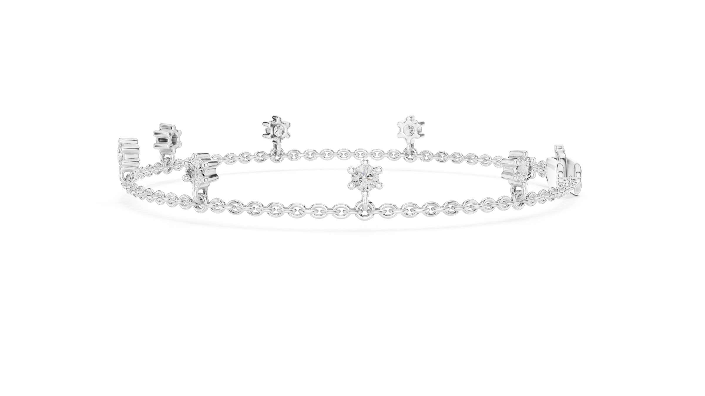 Minimal Floating Diamond Charm Bracelet in 18K Gold | Round Lab-Grown Diamond