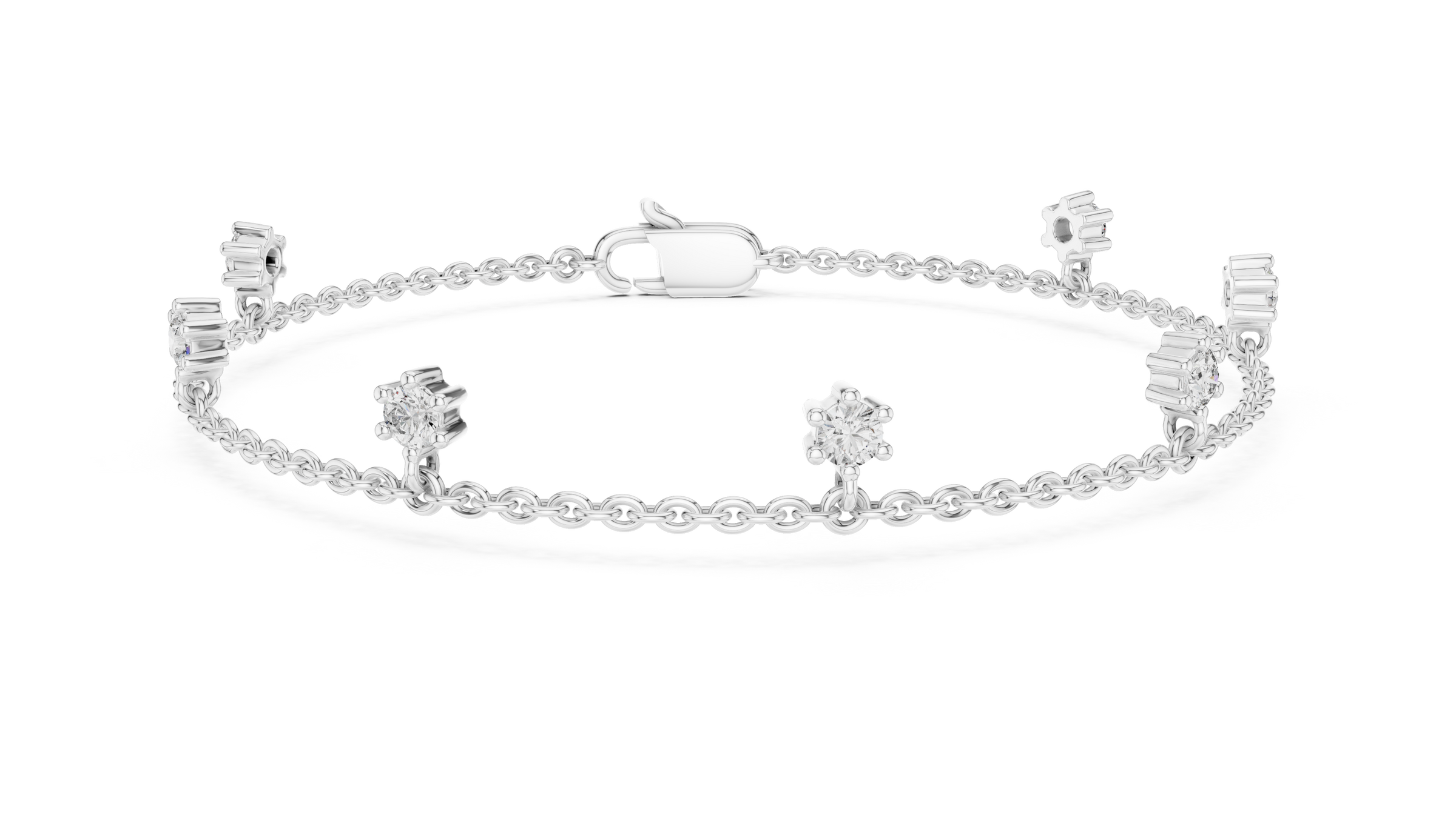 Minimal Floating Diamond Charm Bracelet in 18K Gold | Round Lab-Grown Diamond
