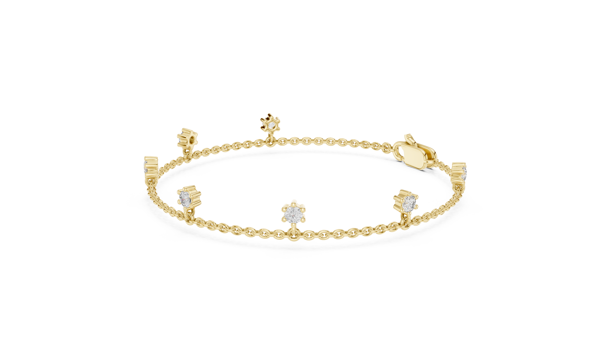 Minimal Floating Diamond Charm Bracelet in 18K Gold | Round Lab-Grown Diamond