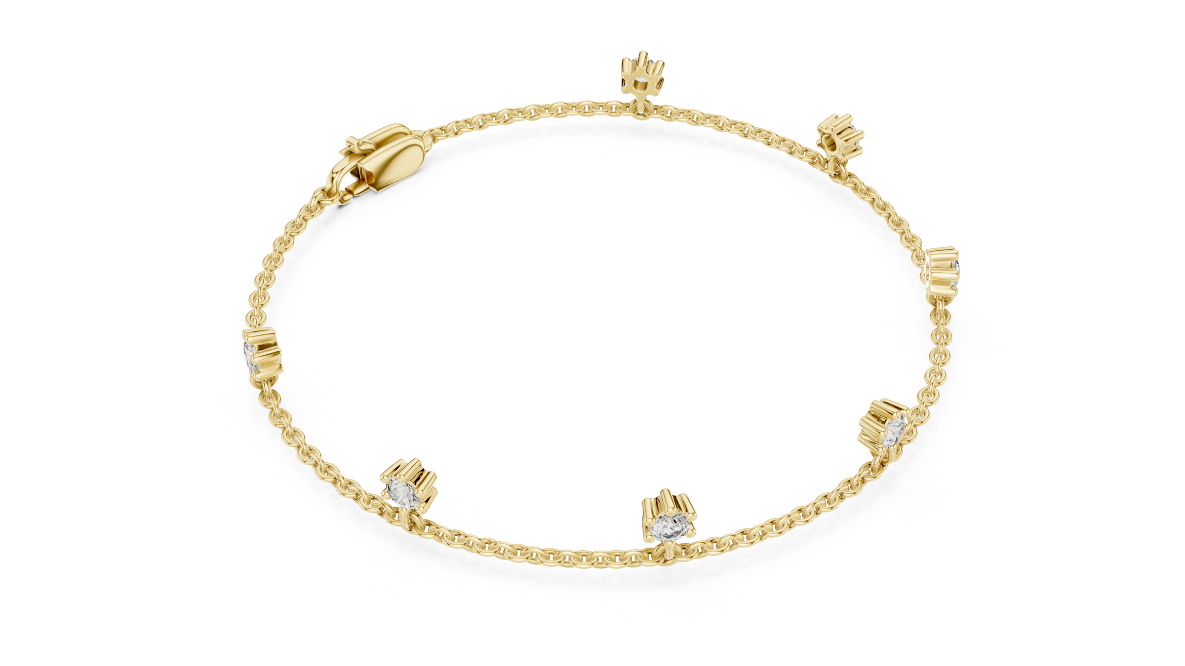 Minimal Floating Diamond Charm Bracelet in 18K Gold | Round Lab-Grown Diamond