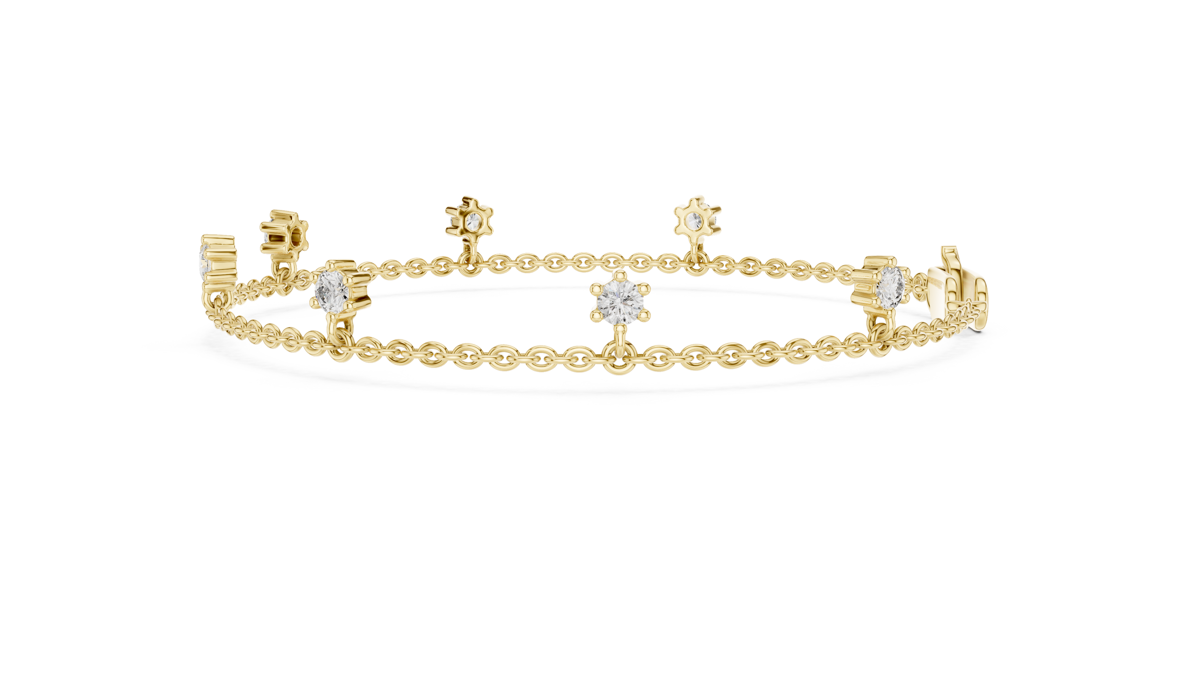 Minimal Floating Diamond Charm Bracelet in 18K Gold | Round Lab-Grown Diamond