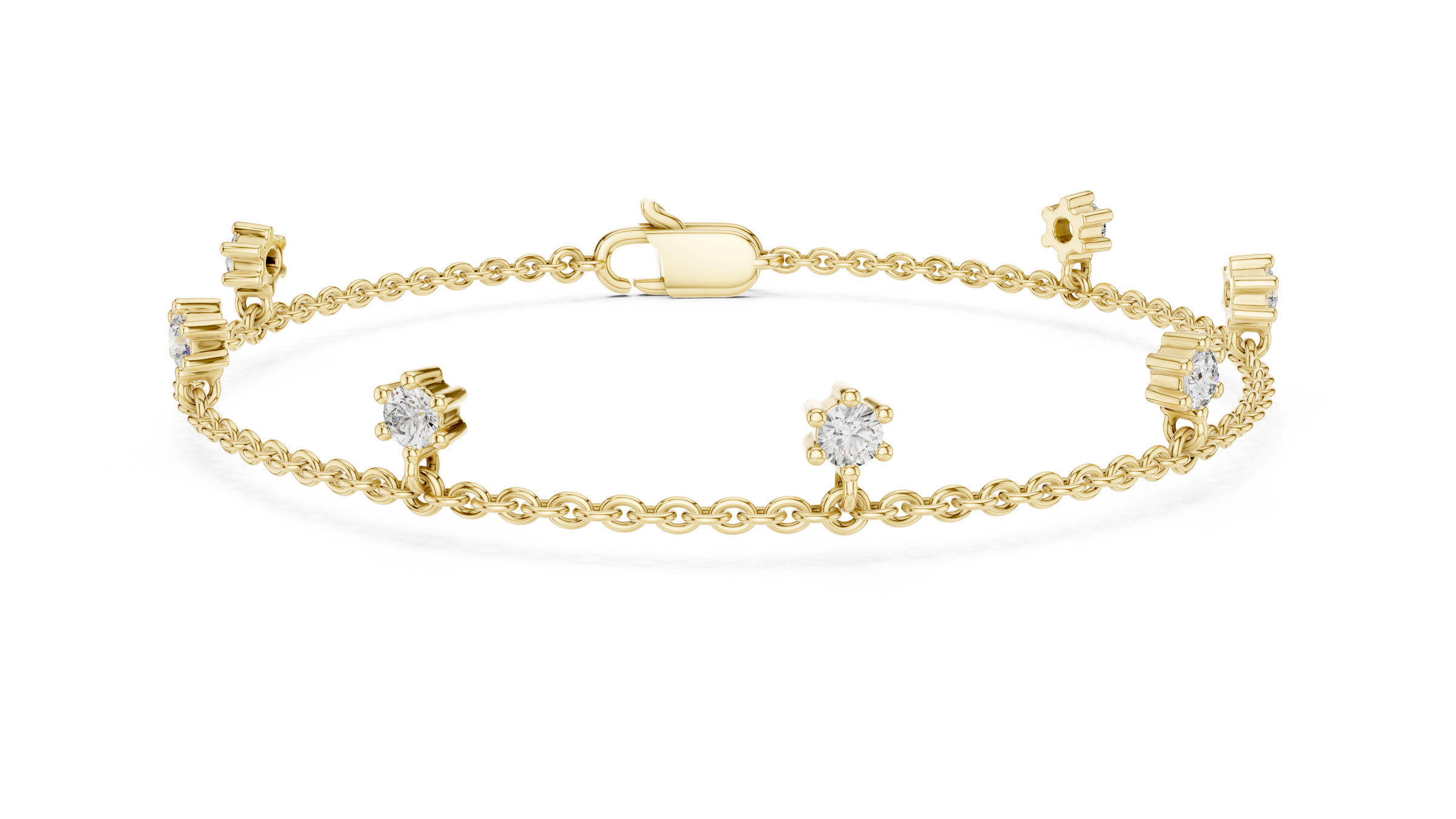 Minimal Floating Diamond Charm Bracelet in 18K Gold | Round Lab-Grown Diamond