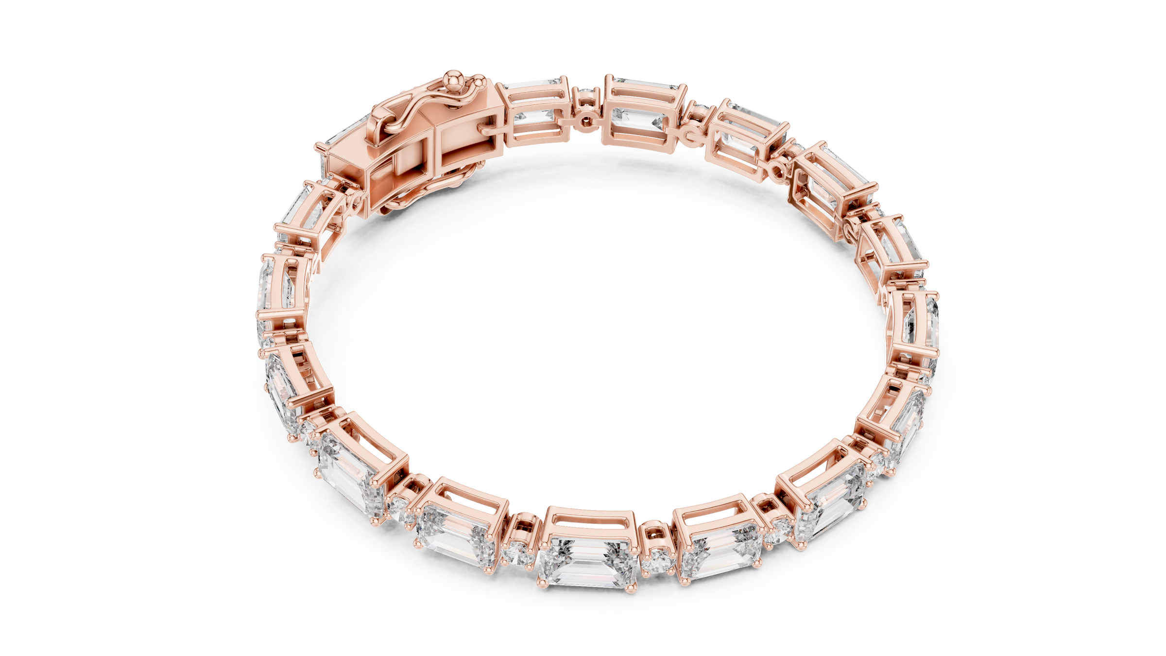 Alternating Big & Small Emerald Diamond Tennis Bracelet in 18K Gold | Round Lab-Grown Diamonds | 10.5 Carat