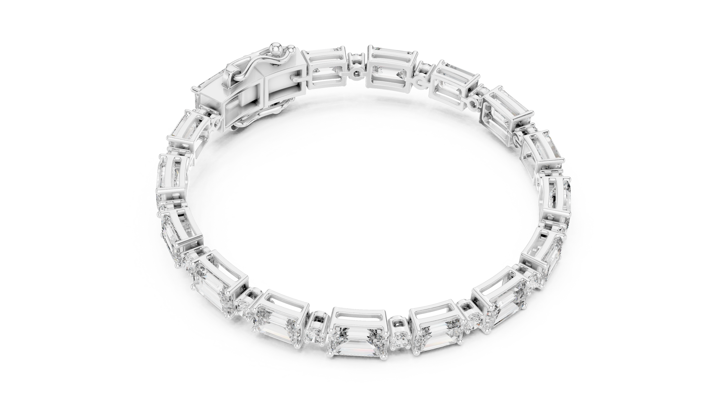 Alternating Big & Small Emerald Diamond Tennis Bracelet in 18K Gold | Round Lab-Grown Diamonds | 10.5 Carat
