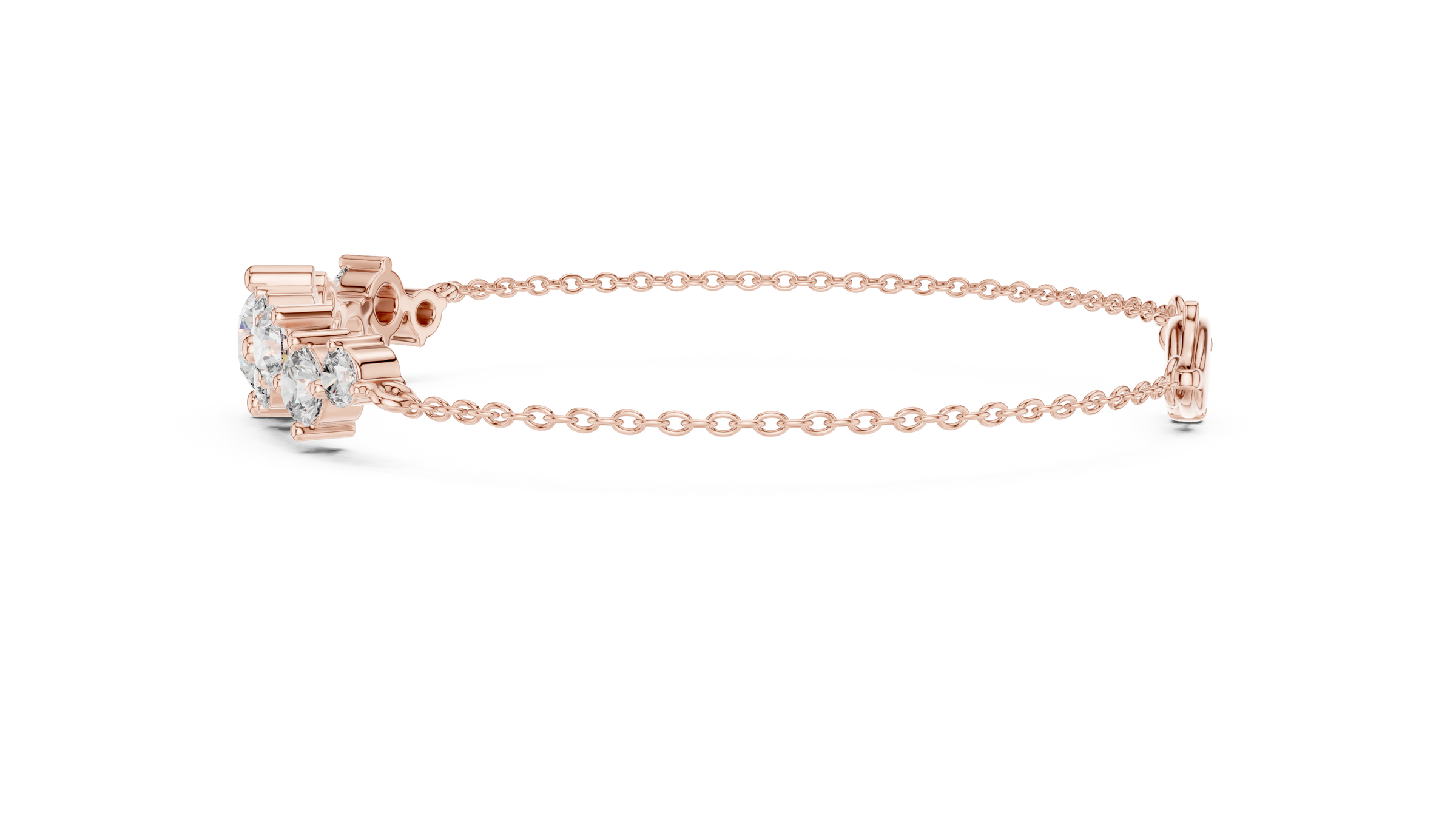 Graduated Round Lab - Grown Diamond Chain Bracelet with Flat-Profile Centrepiece in 18K Gold | 3 Carat