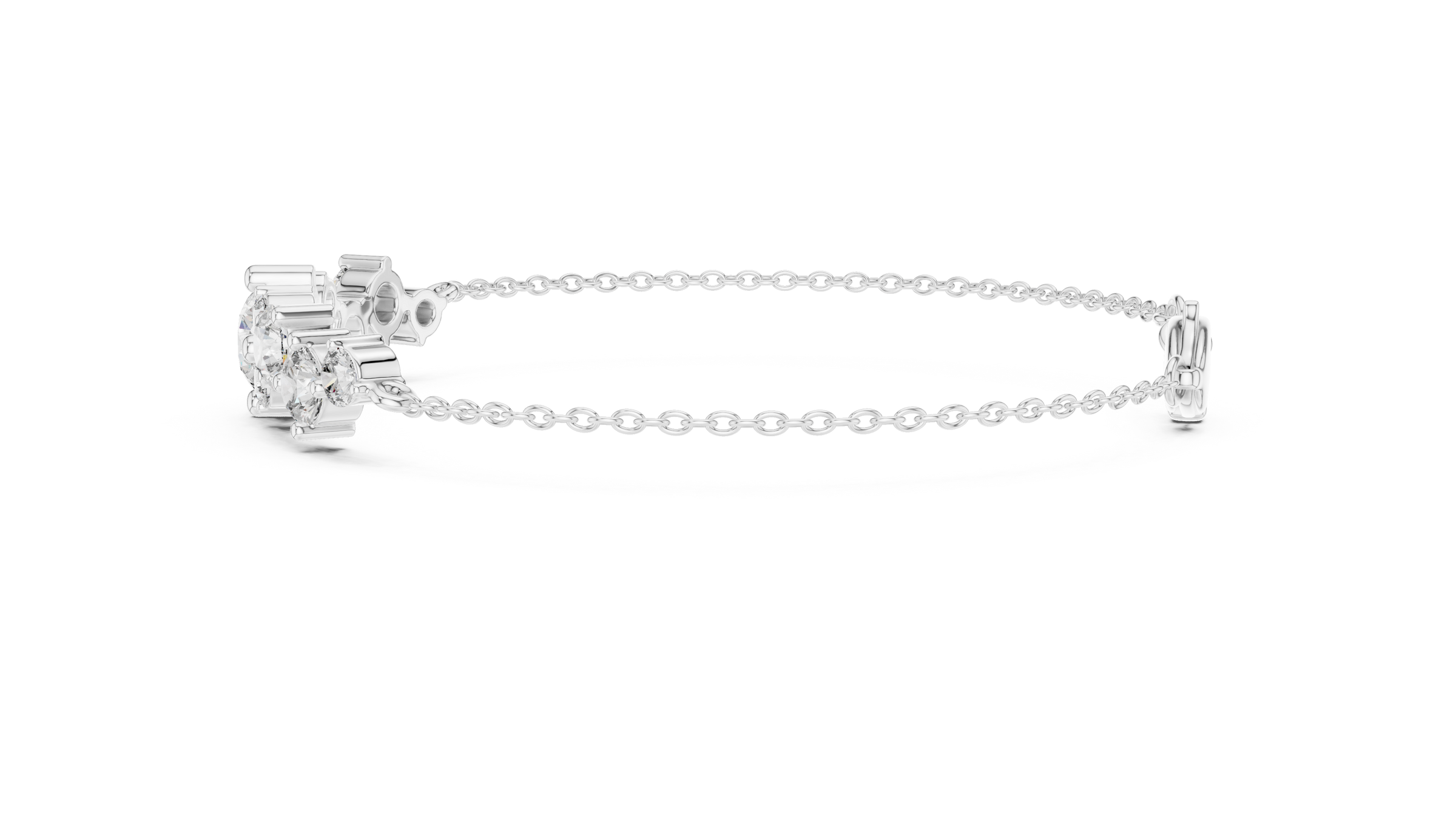 Graduated Round Lab - Grown Diamond Chain Bracelet with Flat-Profile Centrepiece in 18K Gold | 3 Carat