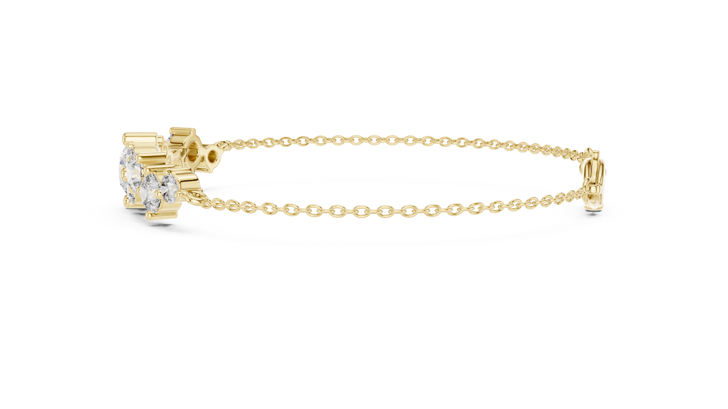 Graduated Round Lab - Grown Diamond Chain Bracelet with Flat-Profile Centrepiece in 18K Gold | 3 Carat