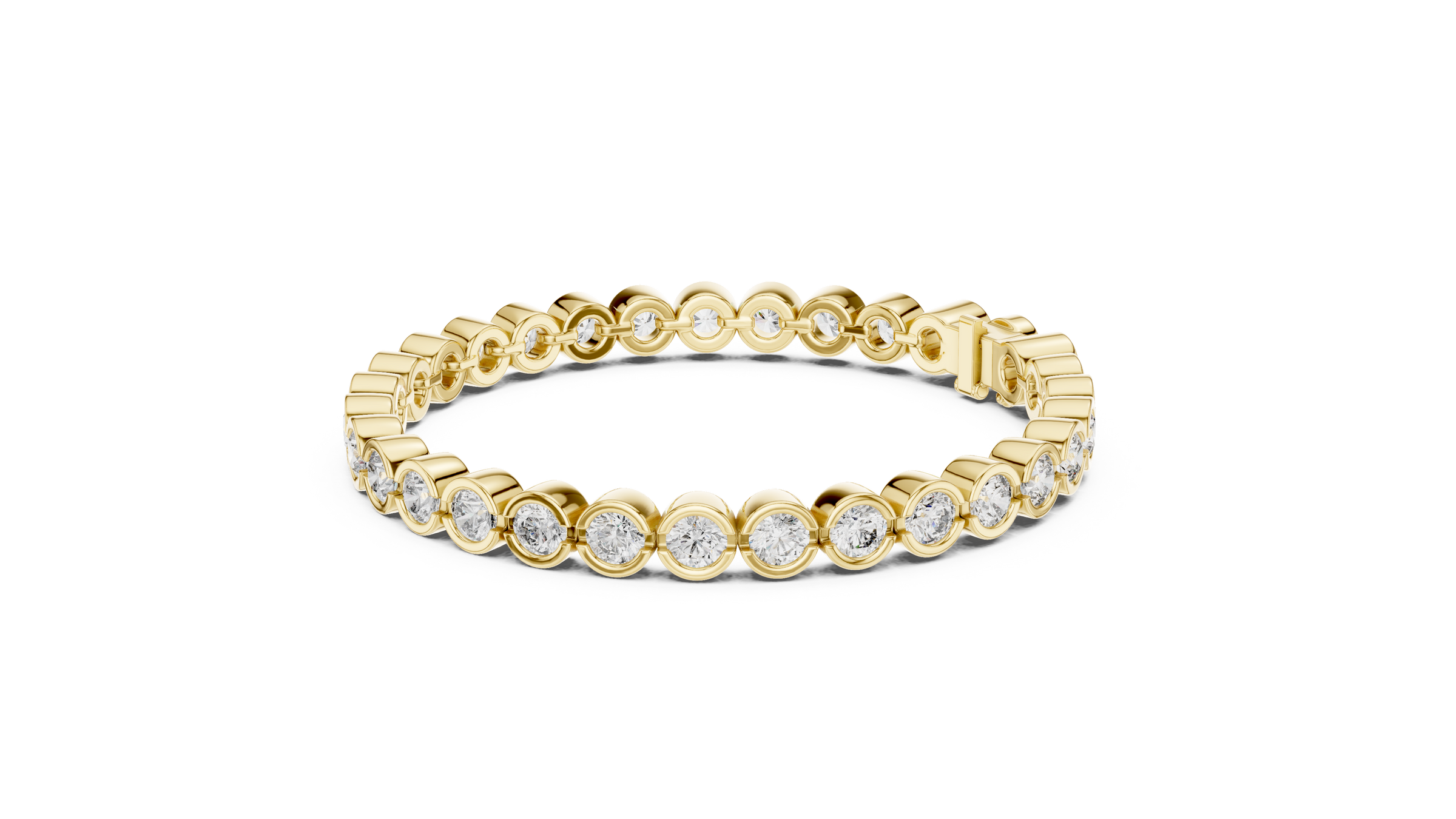 Full Bezel Round Lab-Grown Diamond Tennis Bracelet in 18K Gold | 7.5 Carat