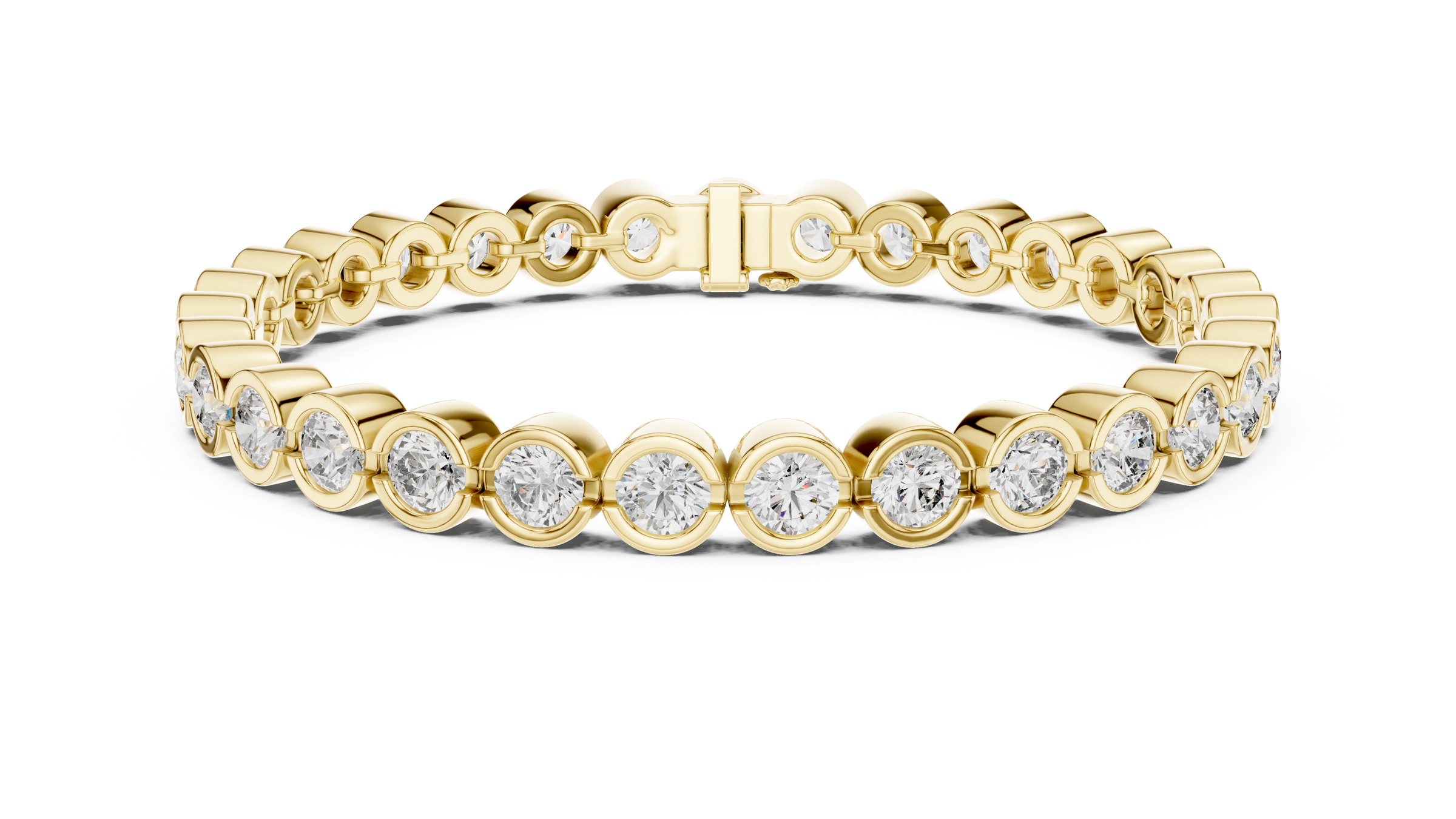 Full Bezel Round Lab-Grown Diamond Tennis Bracelet in 18K Gold | 7.5 Carat