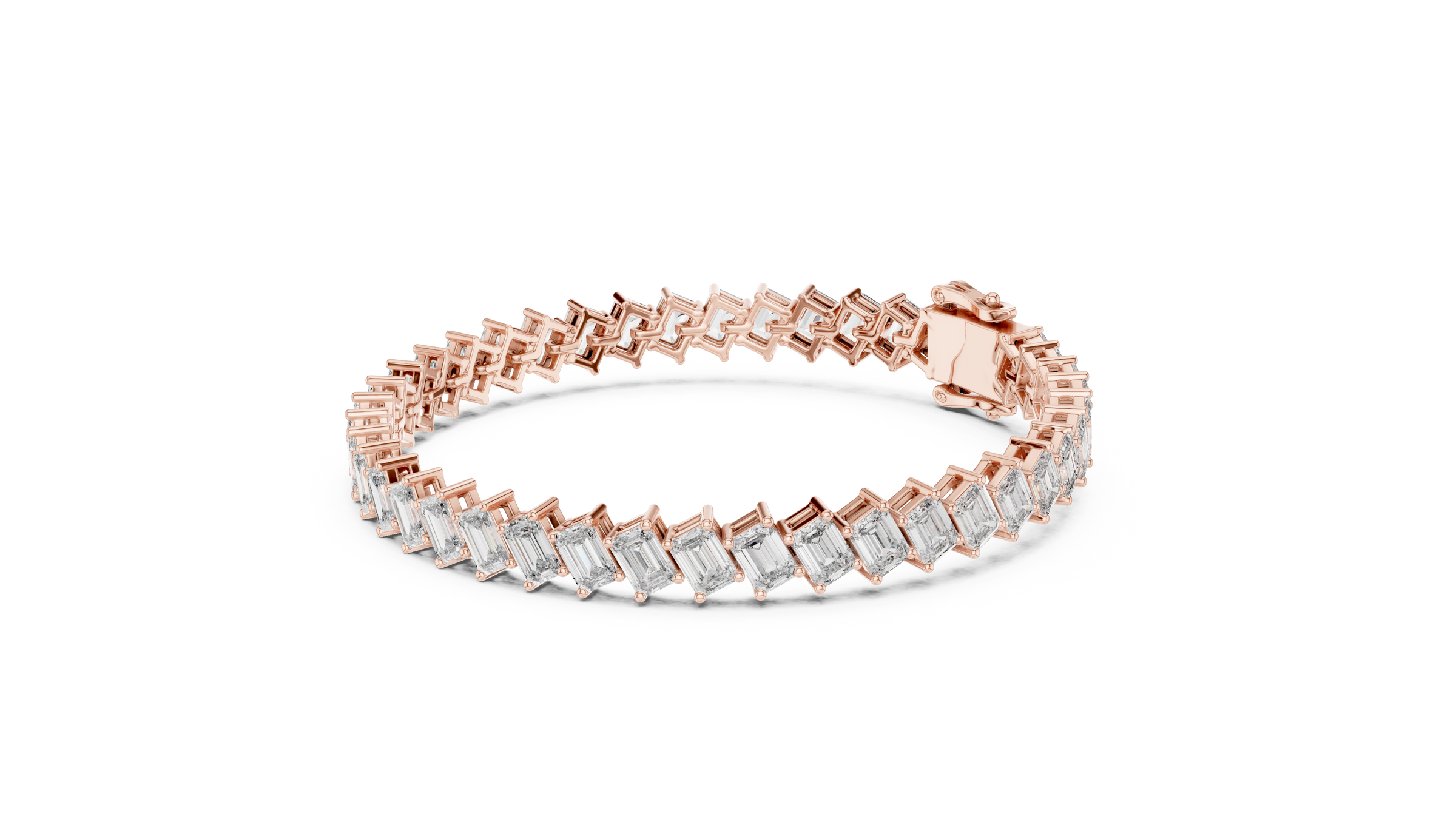 East-West Emerald Lab - Grown Diamond Tennis Bracelet in 18K Gold | 6.3 Carat
