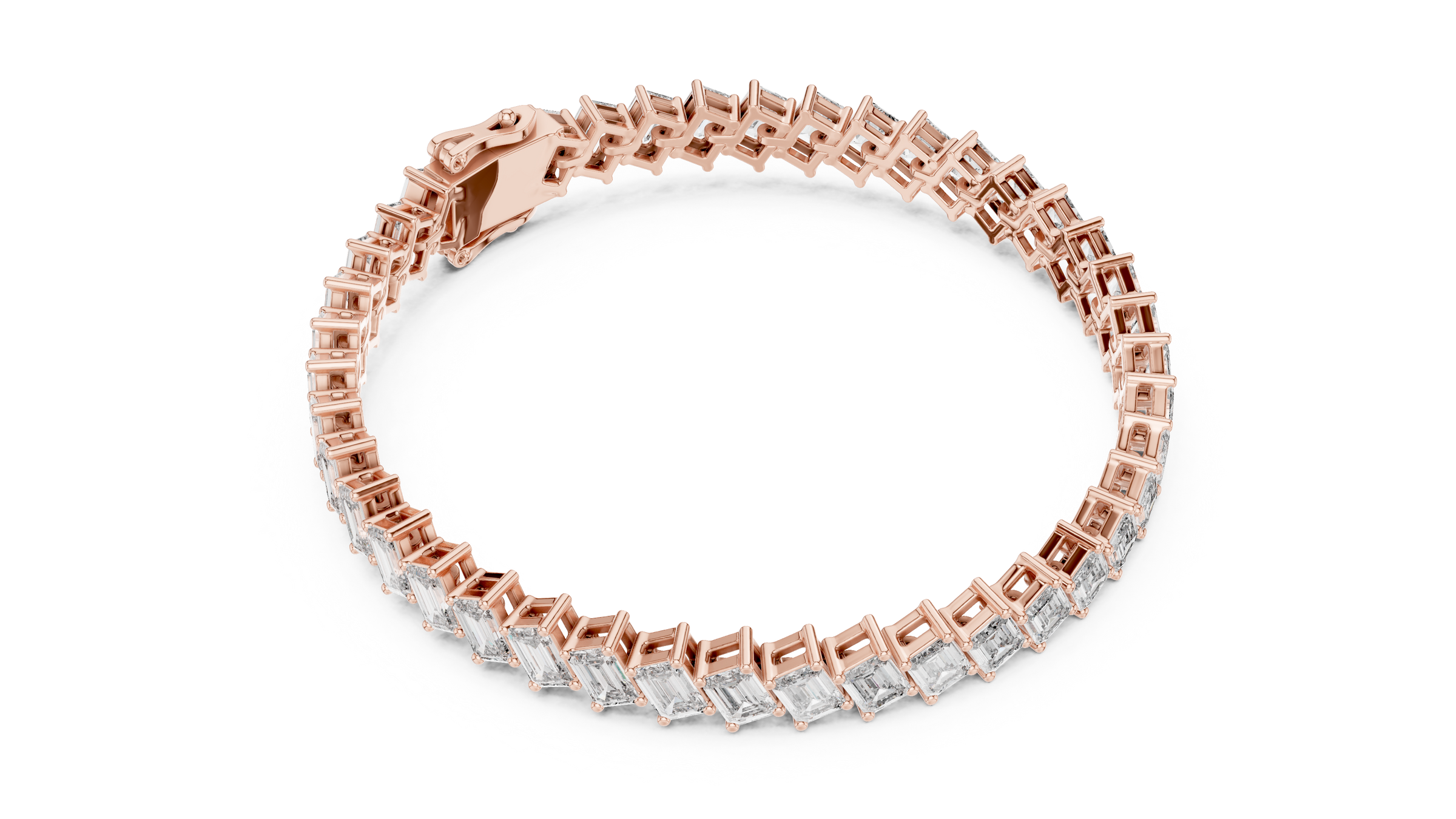 East-West Emerald Lab - Grown Diamond Tennis Bracelet in 18K Gold | 6.3 Carat