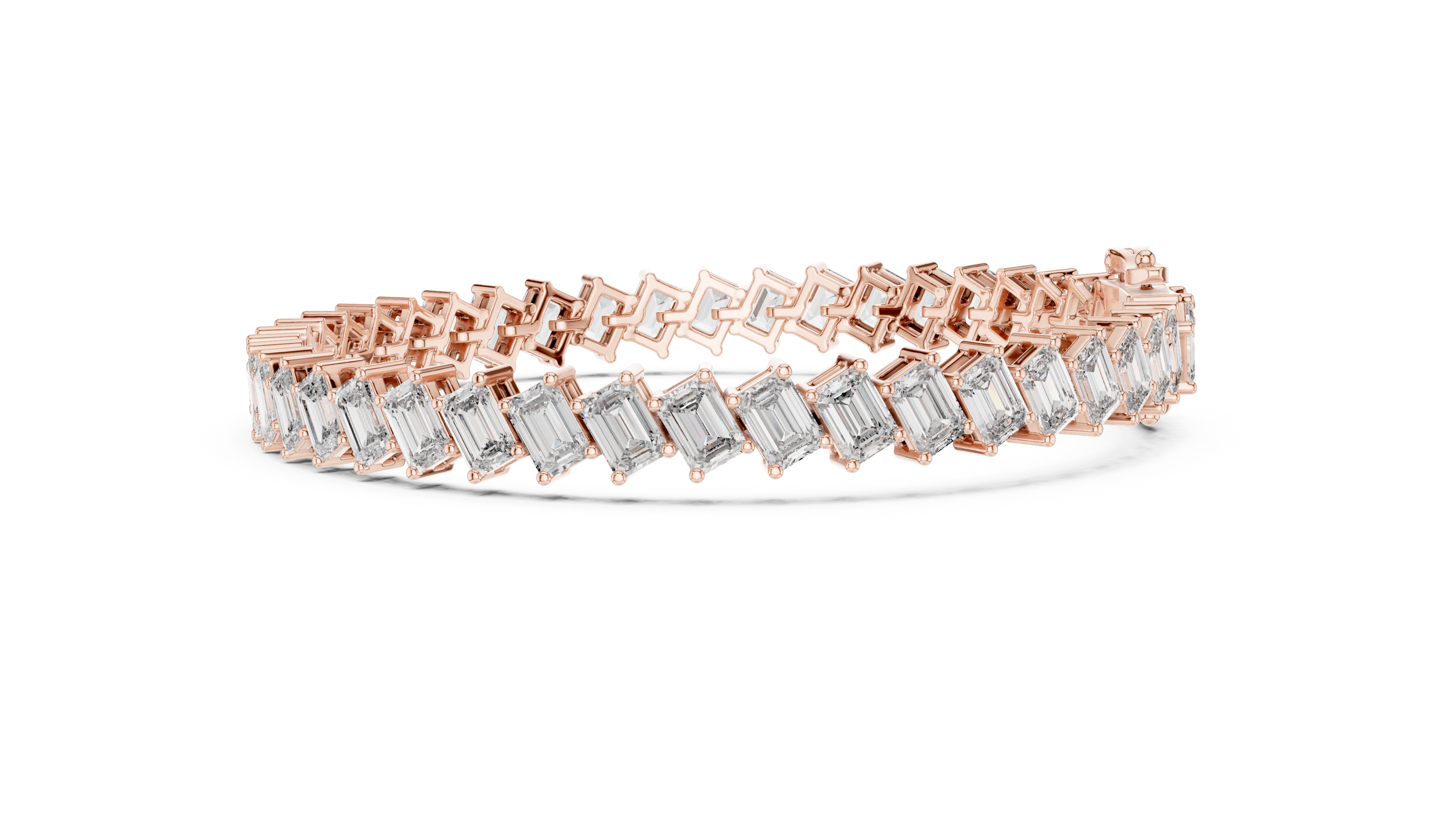 East-West Emerald Lab - Grown Diamond Tennis Bracelet in 18K Gold | 6.3 Carat