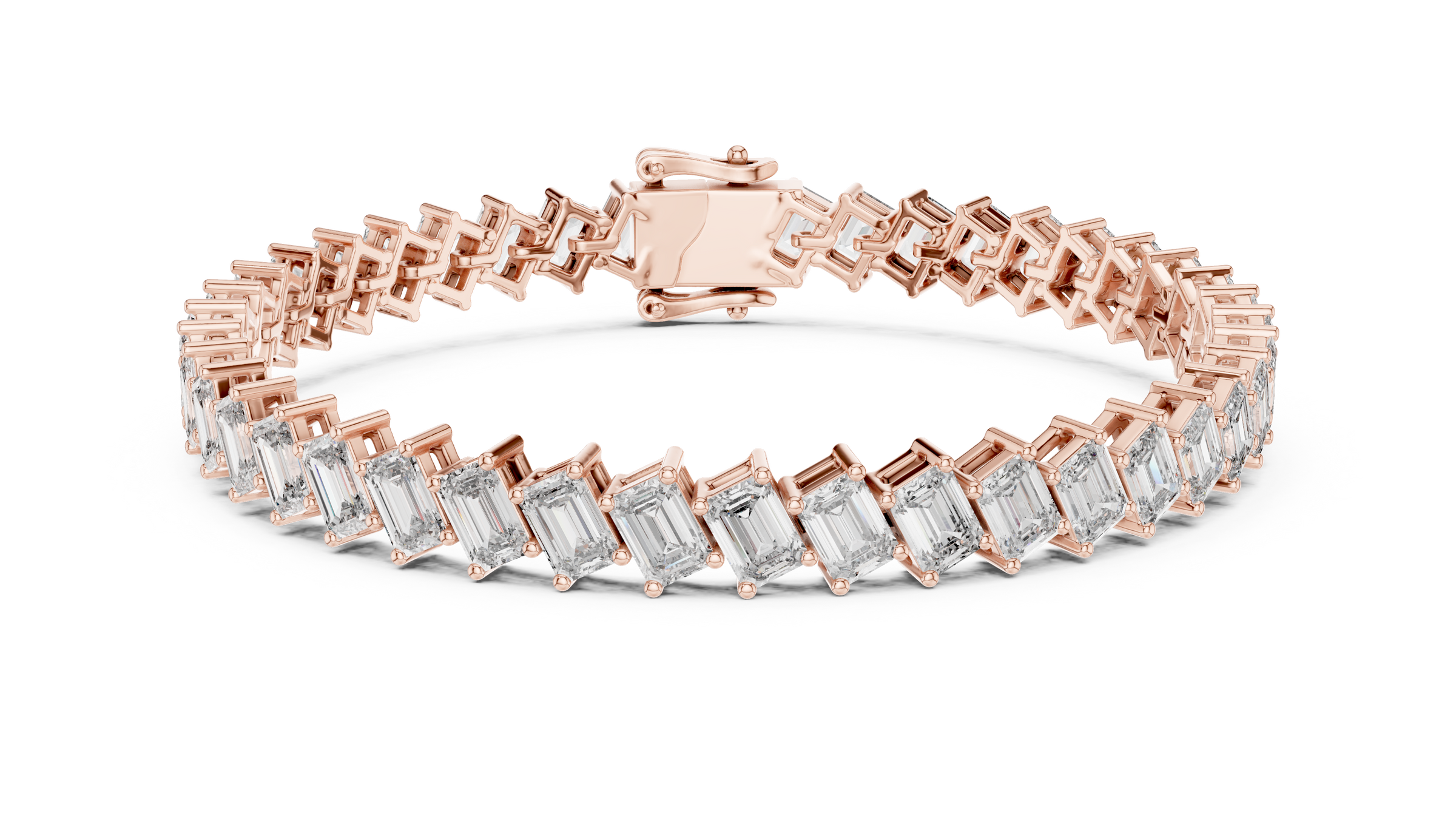 East-West Emerald Lab - Grown Diamond Tennis Bracelet in 18K Gold | 6.3 Carat