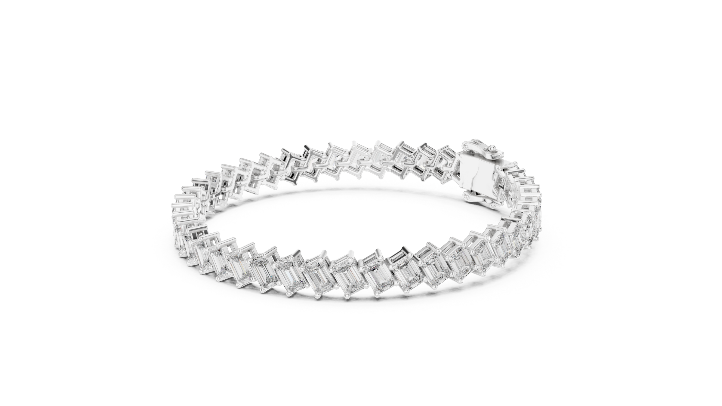 East-West Emerald Lab - Grown Diamond Tennis Bracelet in 18K Gold | 6.3 Carat
