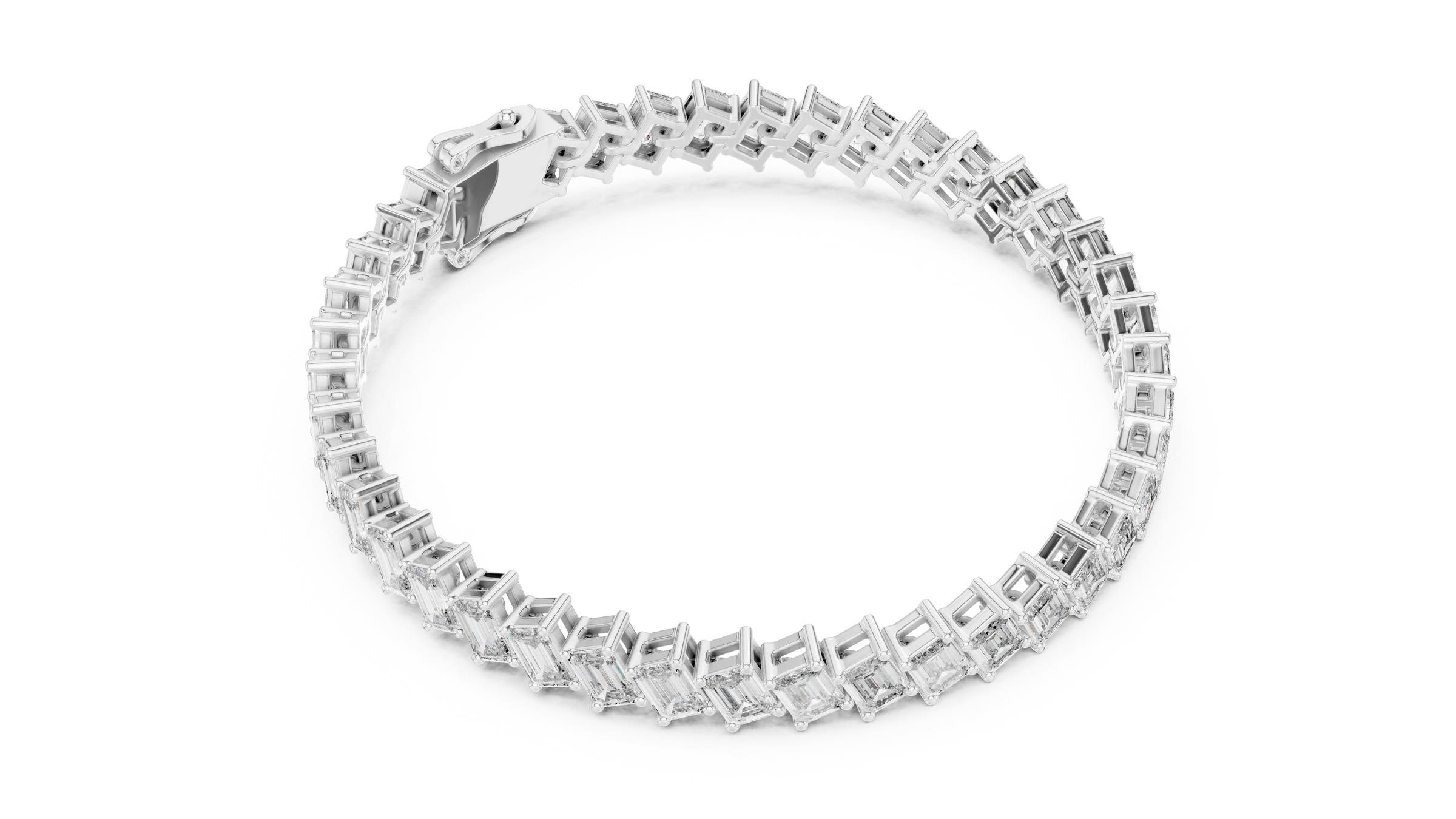 East-West Emerald Lab - Grown Diamond Tennis Bracelet in 18K Gold | 6.3 Carat