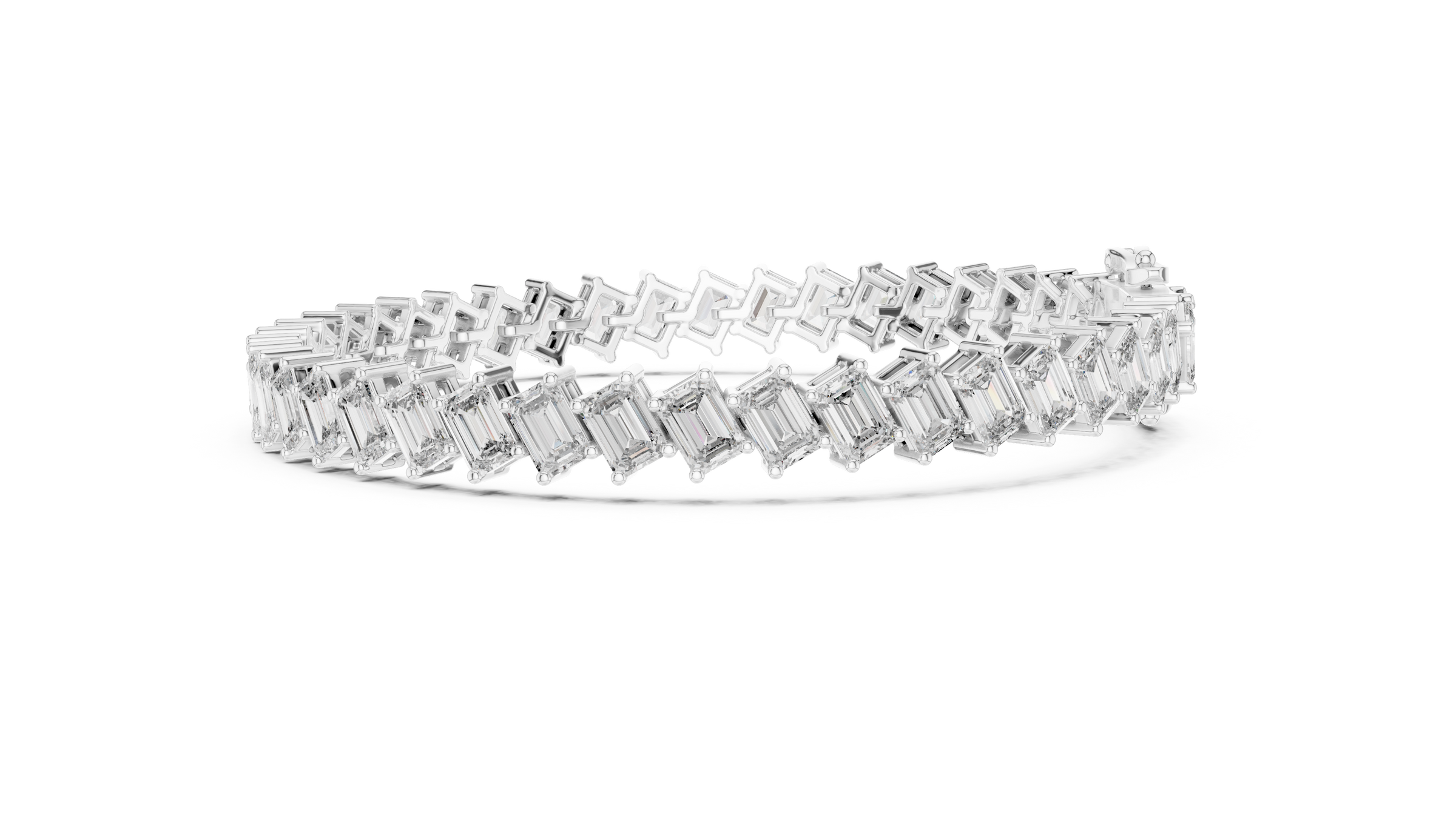 East-West Emerald Lab - Grown Diamond Tennis Bracelet in 18K Gold | 6.3 Carat