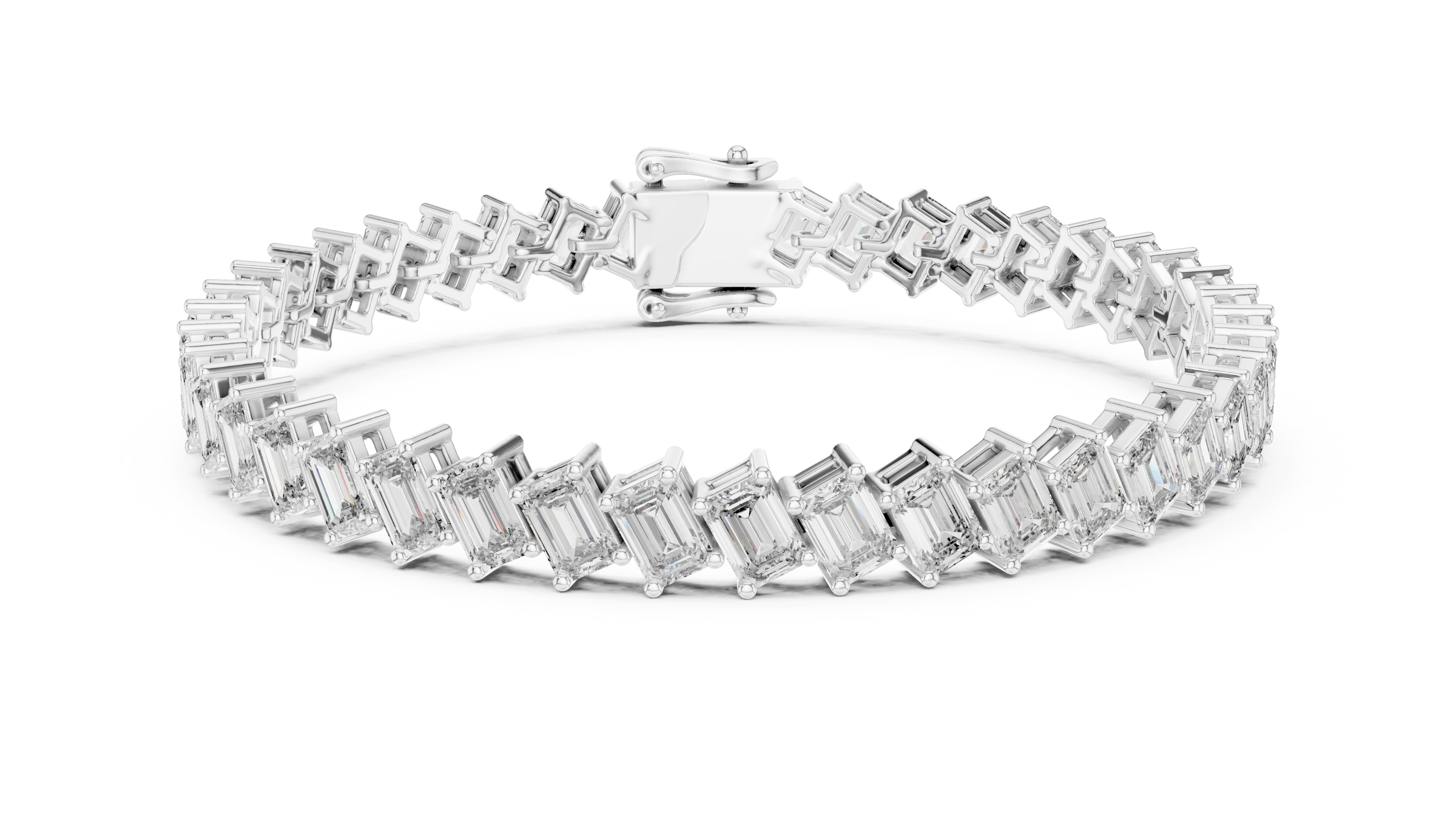 East-West Emerald Lab - Grown Diamond Tennis Bracelet in 18K Gold | 6.3 Carat