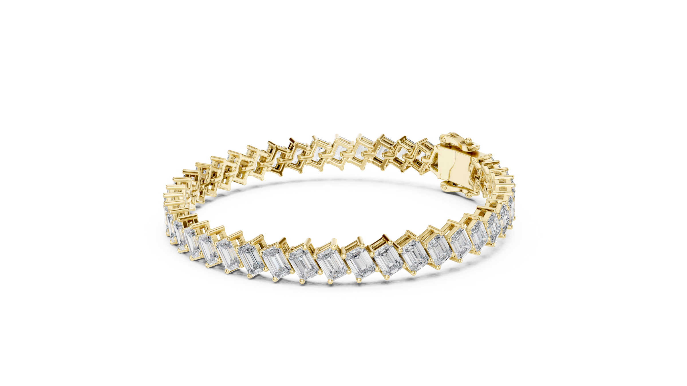 East-West Emerald Lab - Grown Diamond Tennis Bracelet in 18K Gold | 6.3 Carat