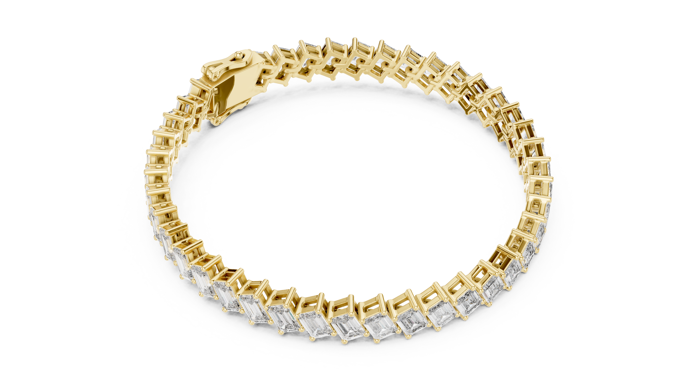 East-West Emerald Lab - Grown Diamond Tennis Bracelet in 18K Gold | 6.3 Carat