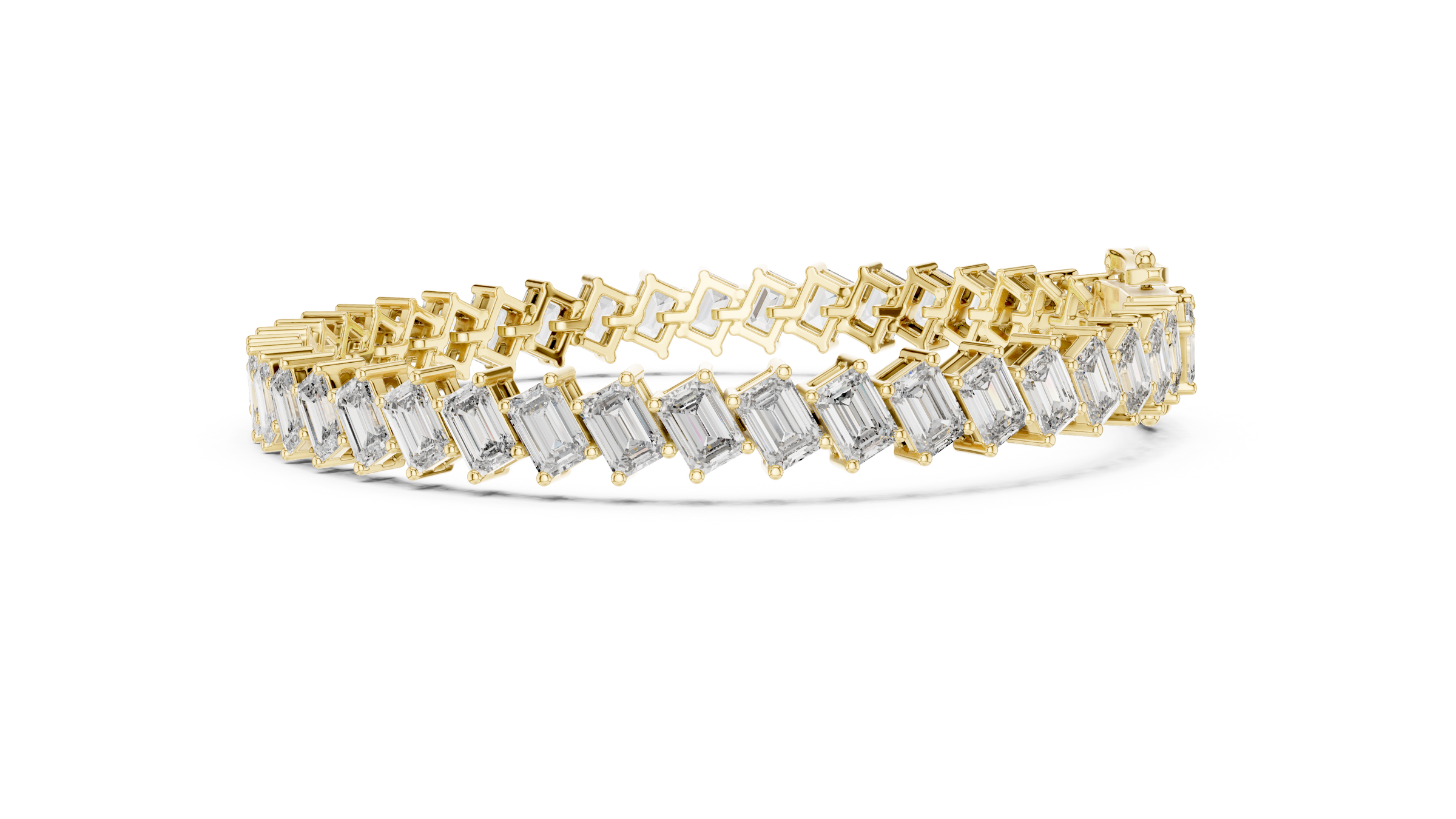 East-West Emerald Lab - Grown Diamond Tennis Bracelet in 18K Gold | 6.3 Carat