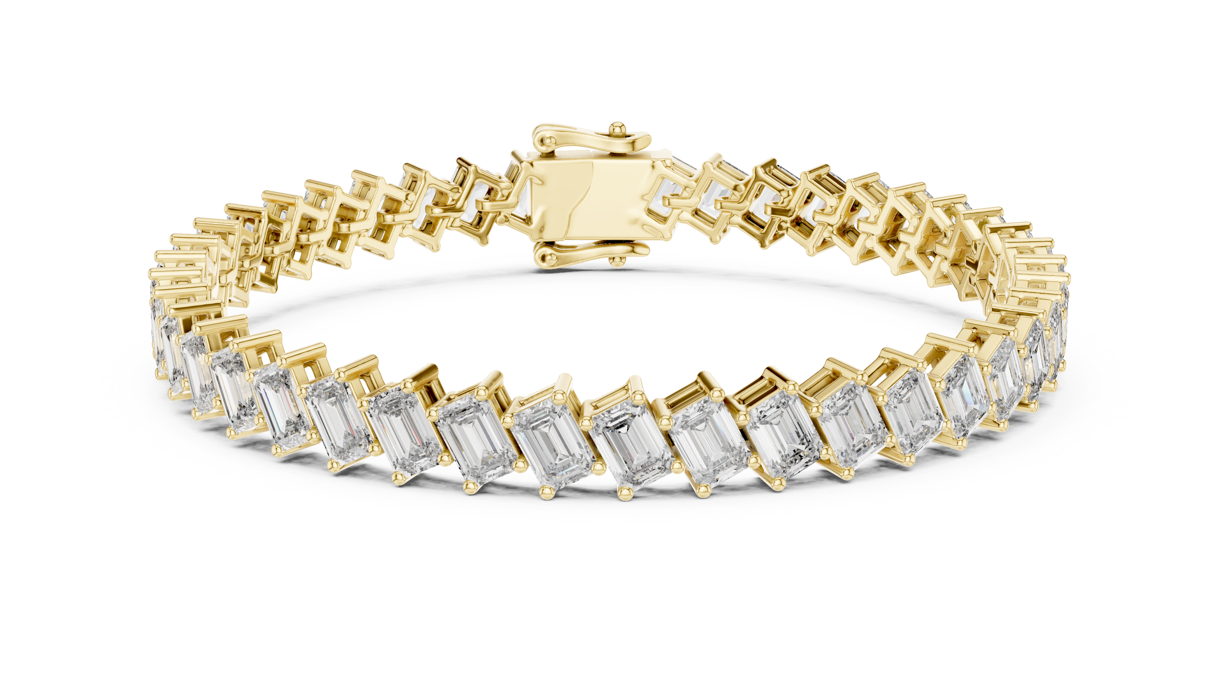 East-West Emerald Lab - Grown Diamond Tennis Bracelet in 18K Gold | 6.3 Carat