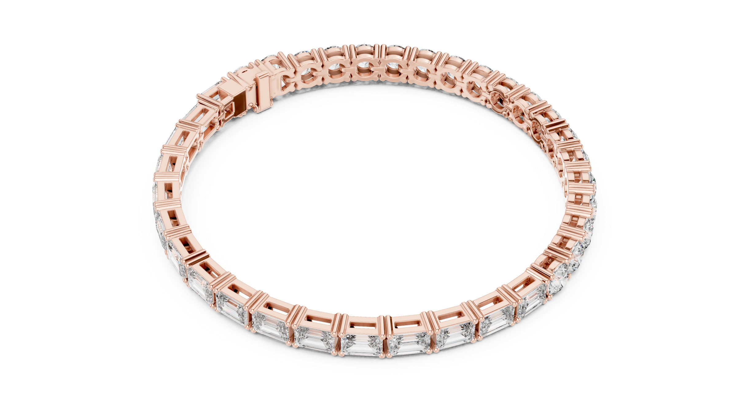Half Emerald & Half Round  Lab-Grown Diamond Tennis Bracelet in 18K Gold | 11 Carat