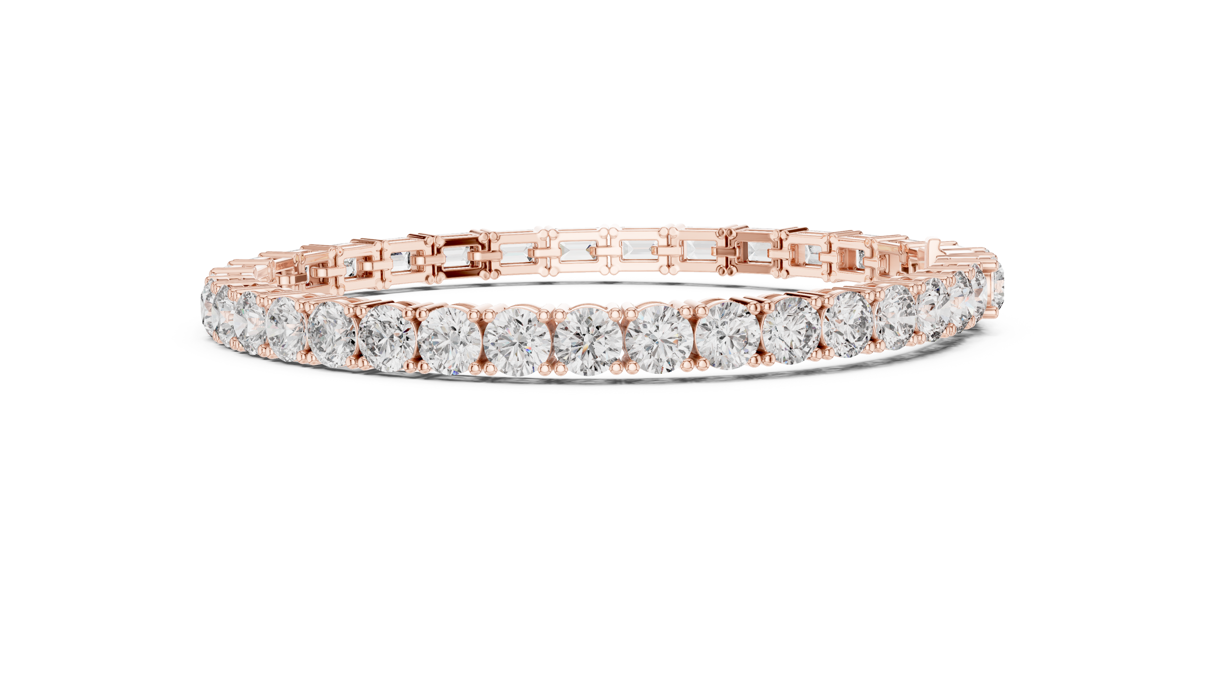 Half Emerald & Half Round  Lab-Grown Diamond Tennis Bracelet in 18K Gold | 11 Carat
