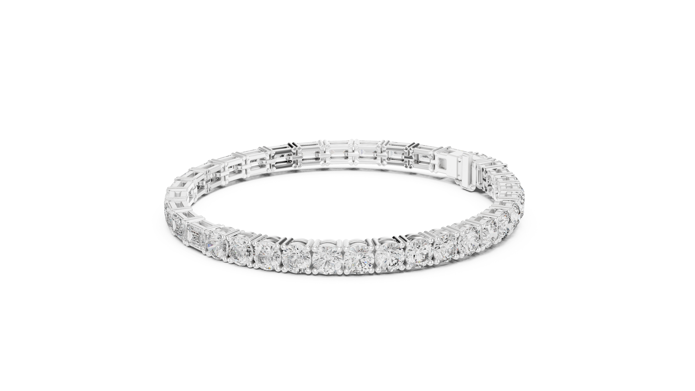 Half Emerald & Half Round  Lab-Grown Diamond Tennis Bracelet in 18K Gold | 11 Carat